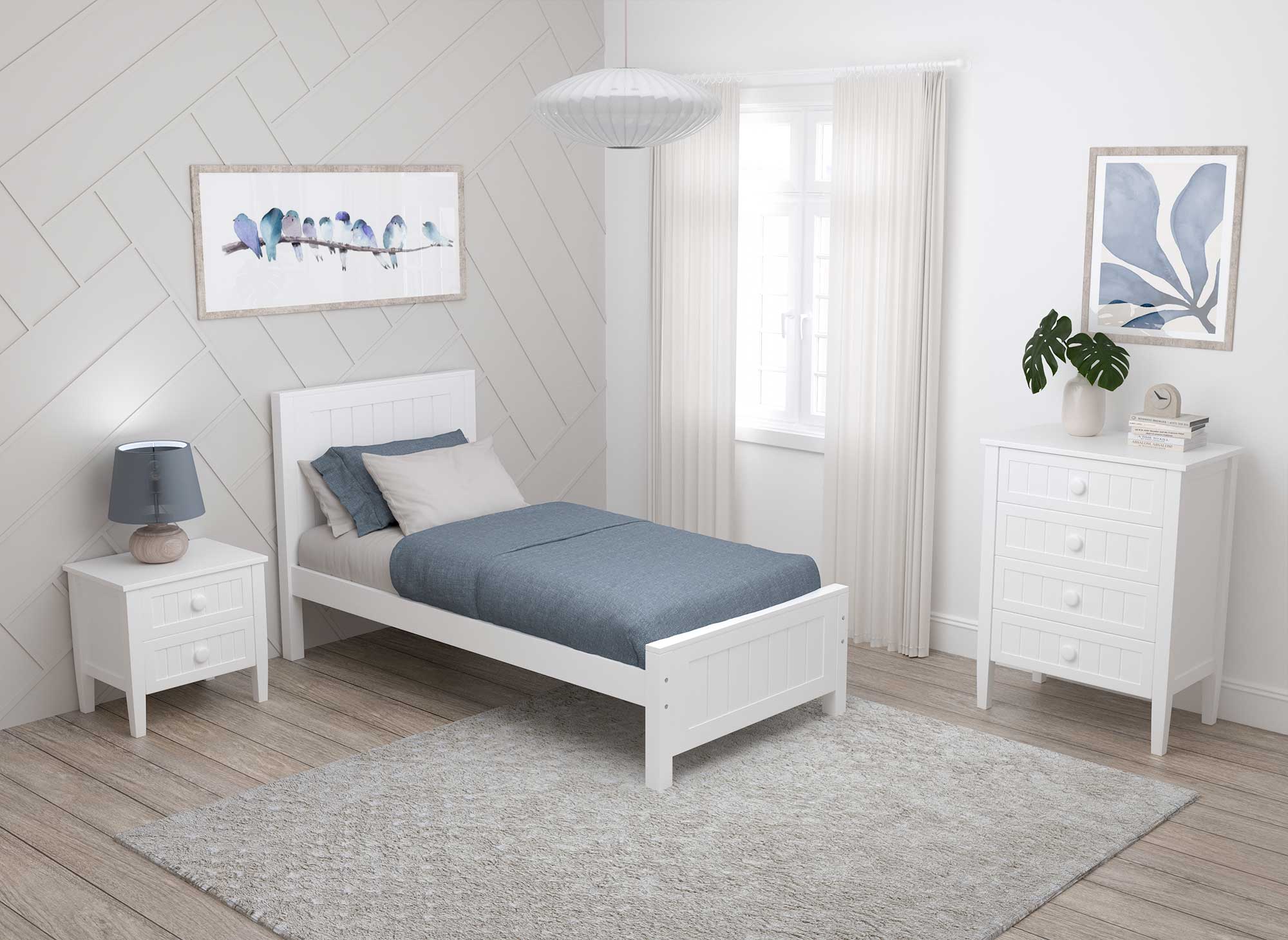 Cómoda de madera blanca KENNY de 4 cajones