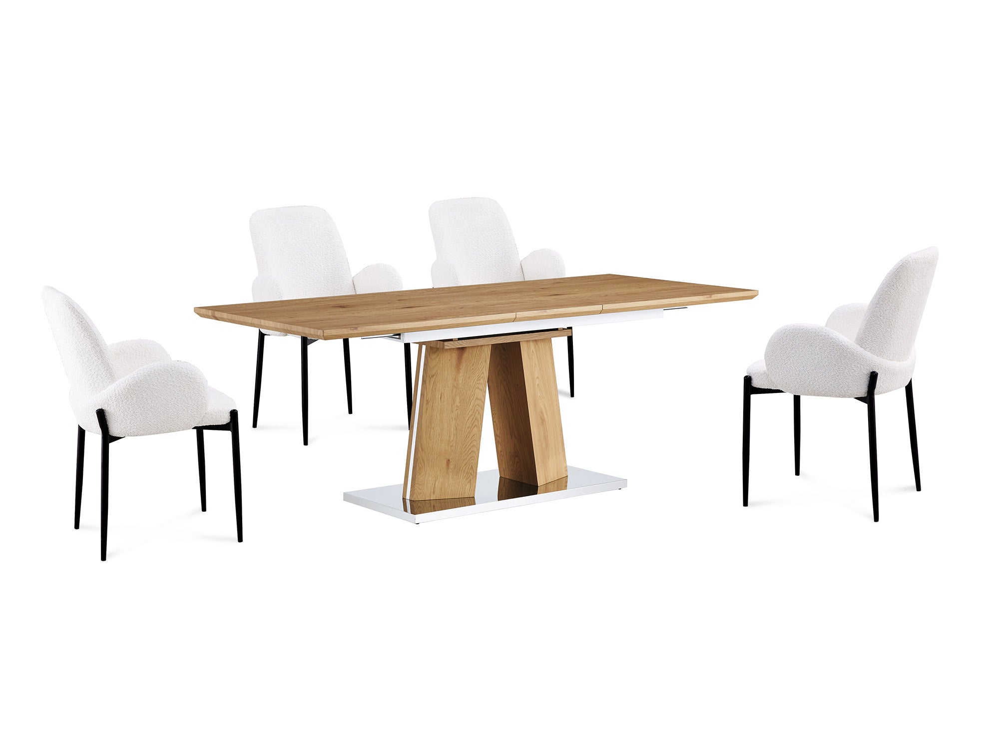Mesa de comedor rectangular extensible de madera YANNA para 8 personas