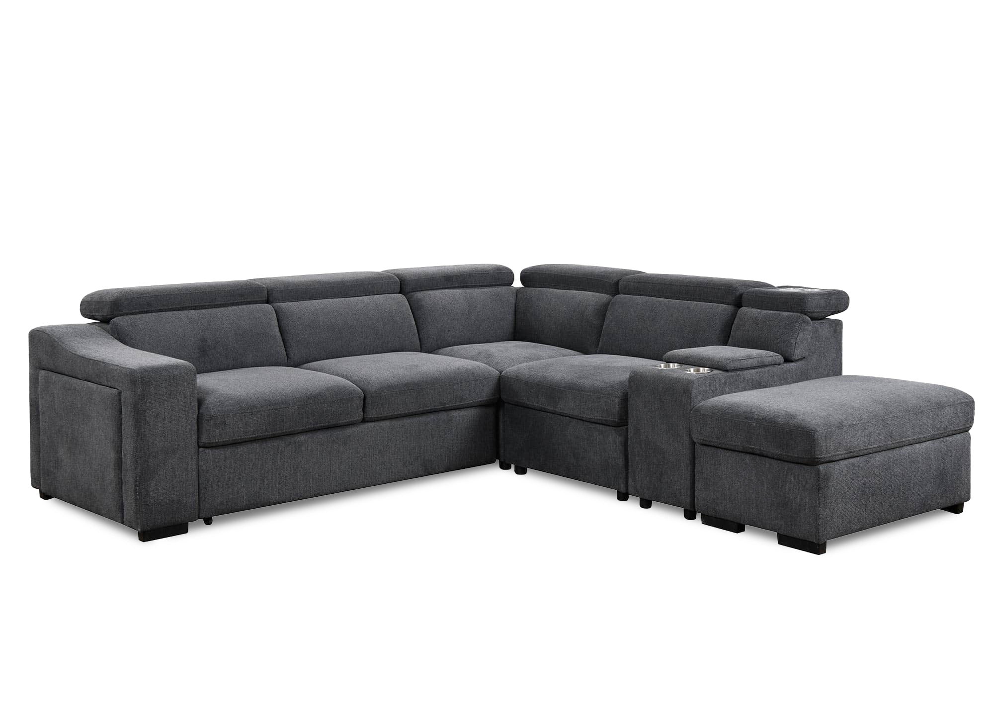 Sofá cama esquinero DEREK XL de tela gris oscuro - Esquina derecha