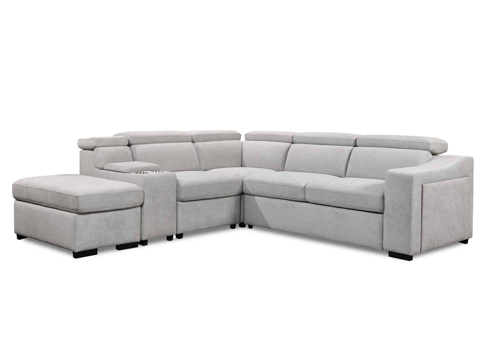 Sofá cama esquinero DEREK XL de tela beige - Esquina izquierda