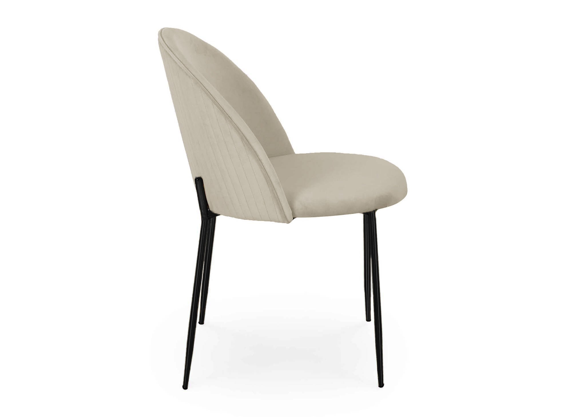 Conjunto de 2 sillas de diseño en terciopelo beige con patas negras ARABEL