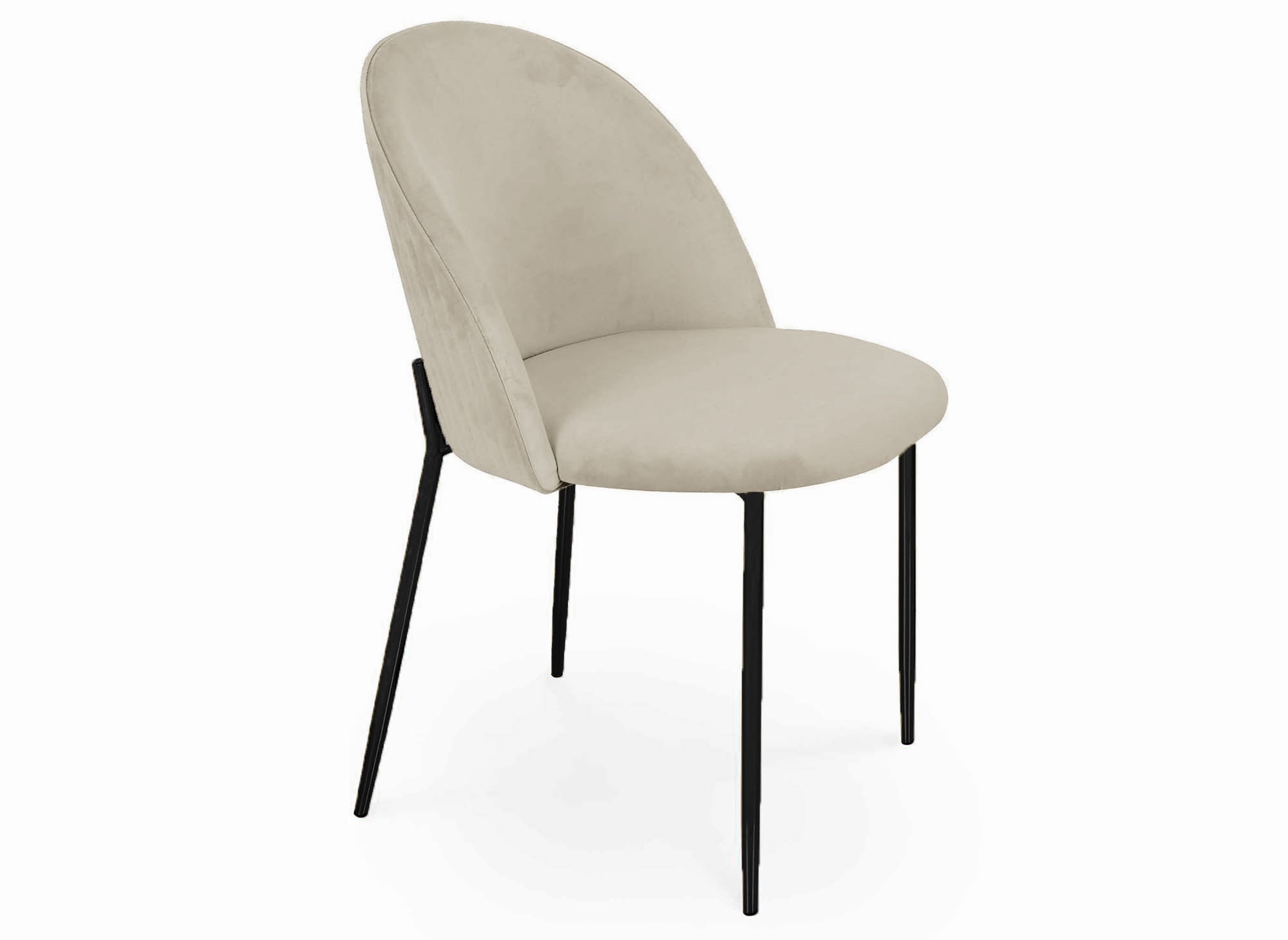 Conjunto de 2 sillas de diseño en terciopelo beige con patas negras ARABEL
