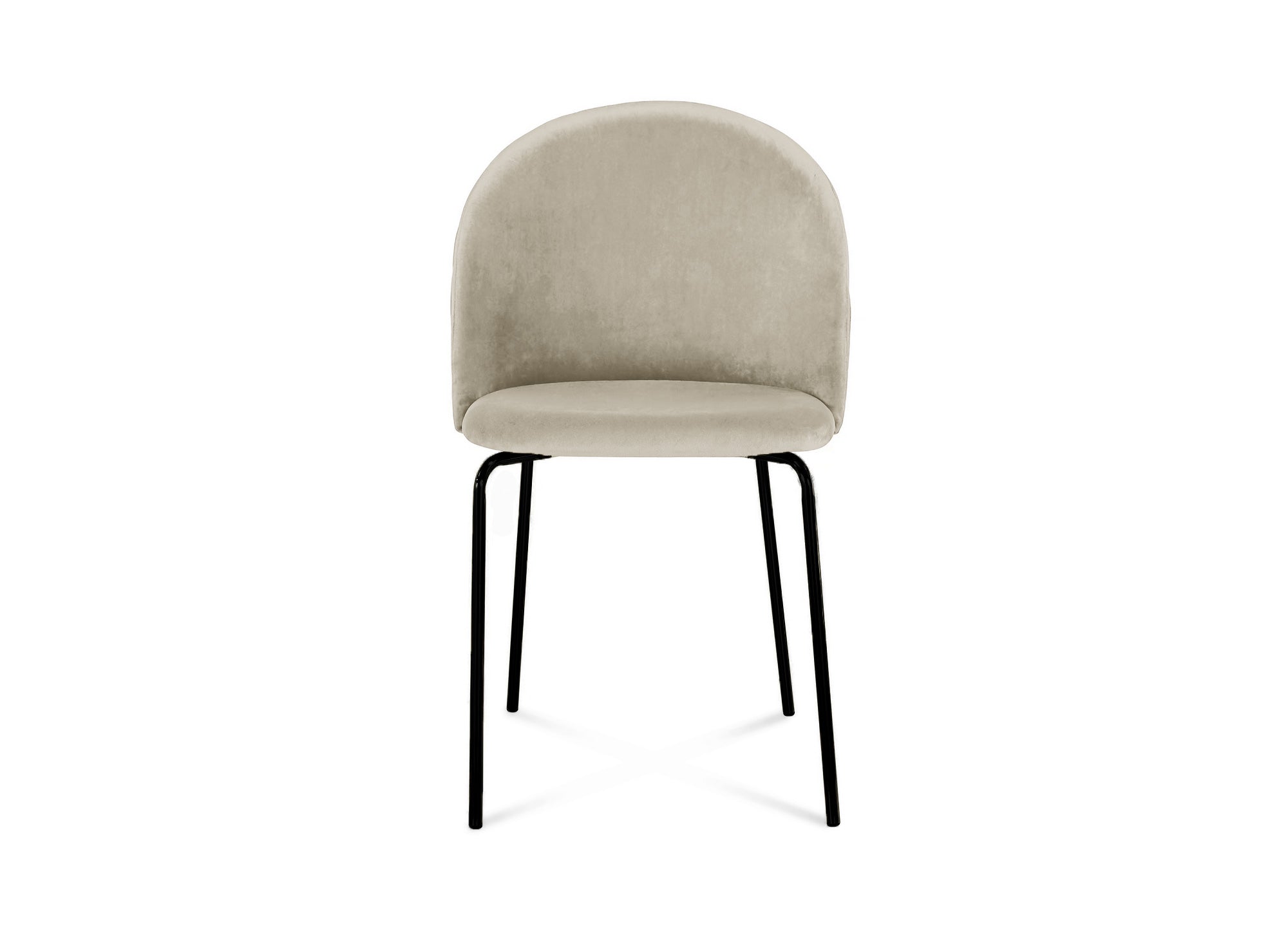 Juego de 2 sillas de diseño KENNETH en terciopelo beige con patas negras