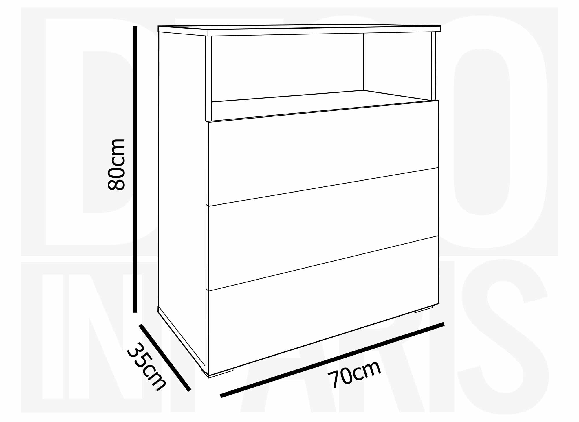 Zapatero BAKI negro con 3 cajones y 1 estante