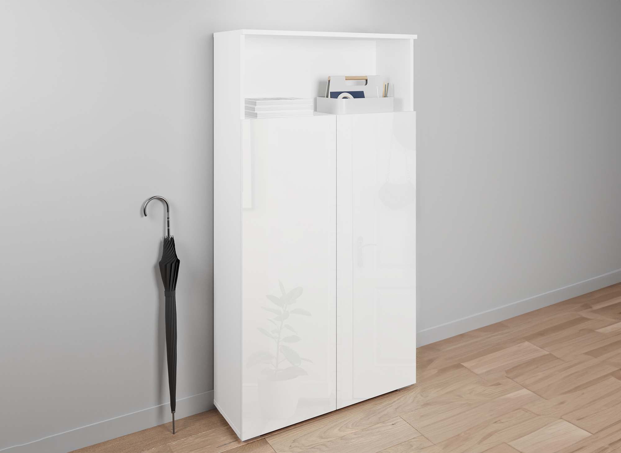 Zapatero BAKI blanco con 5 compartimentos y 1 nicho