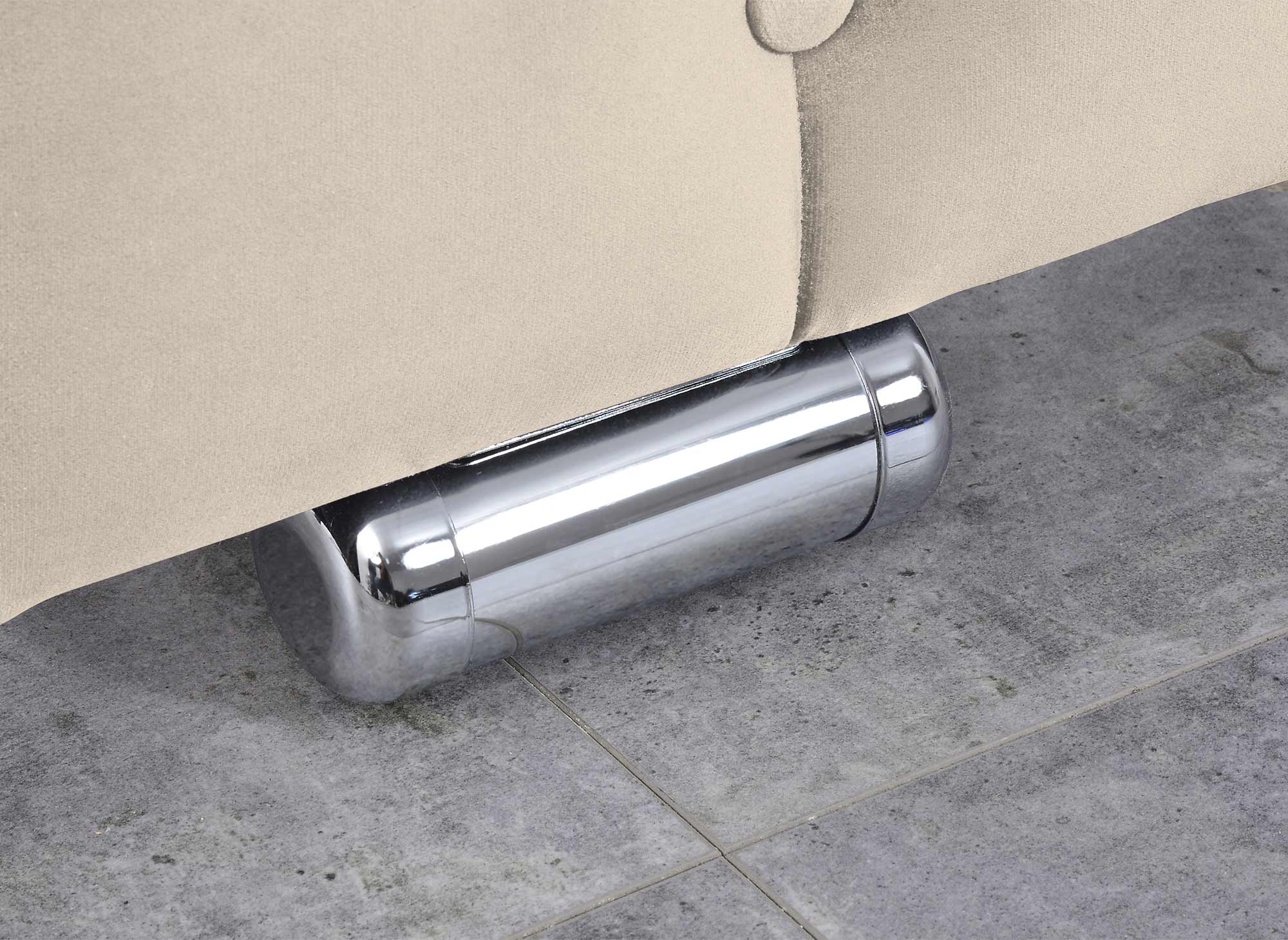 Cama con almacenaje PERLA de terciopelo beige 180x200 cm