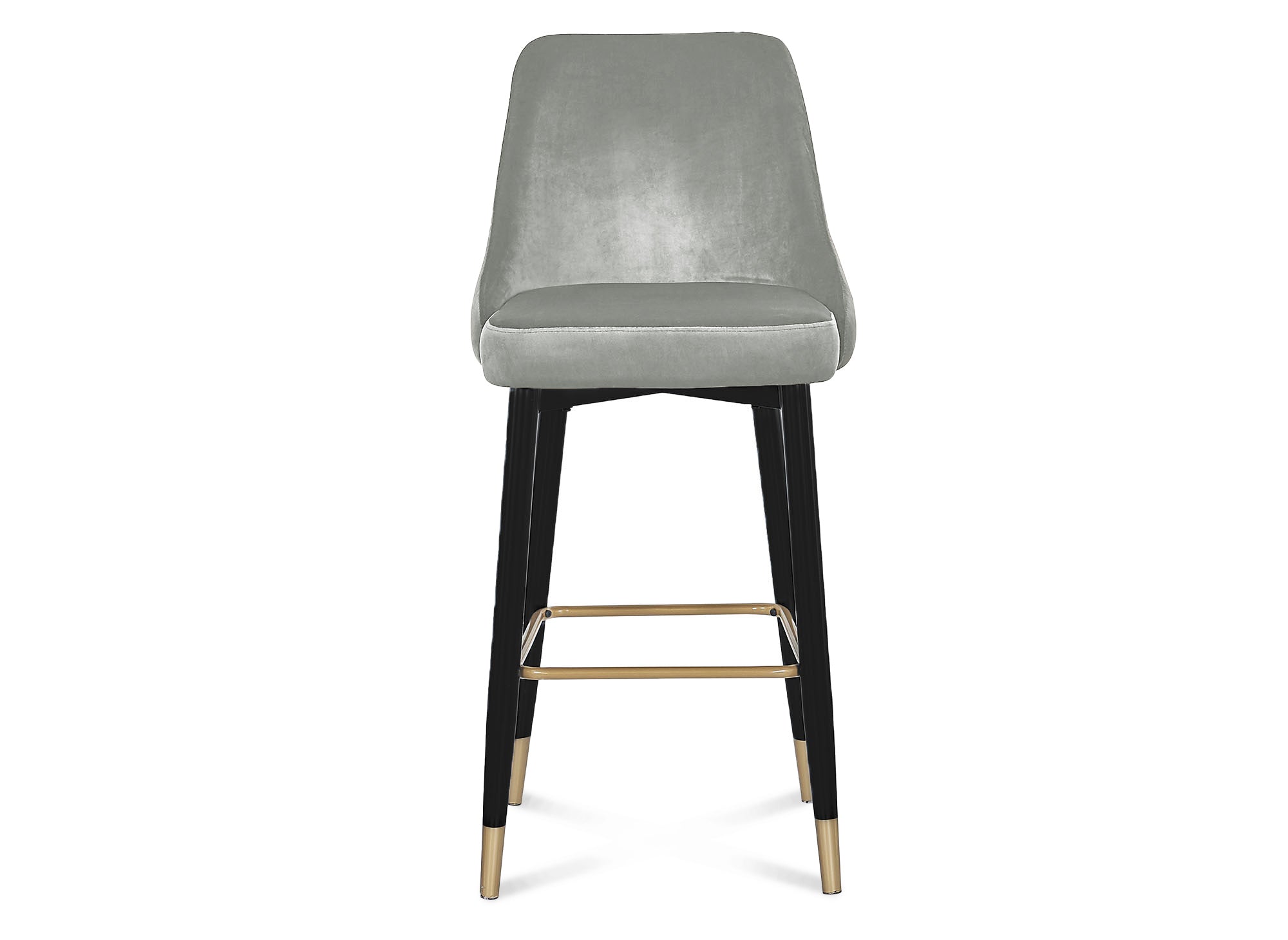 Juego de 2 taburetes de bar DORINA de terciopelo gris