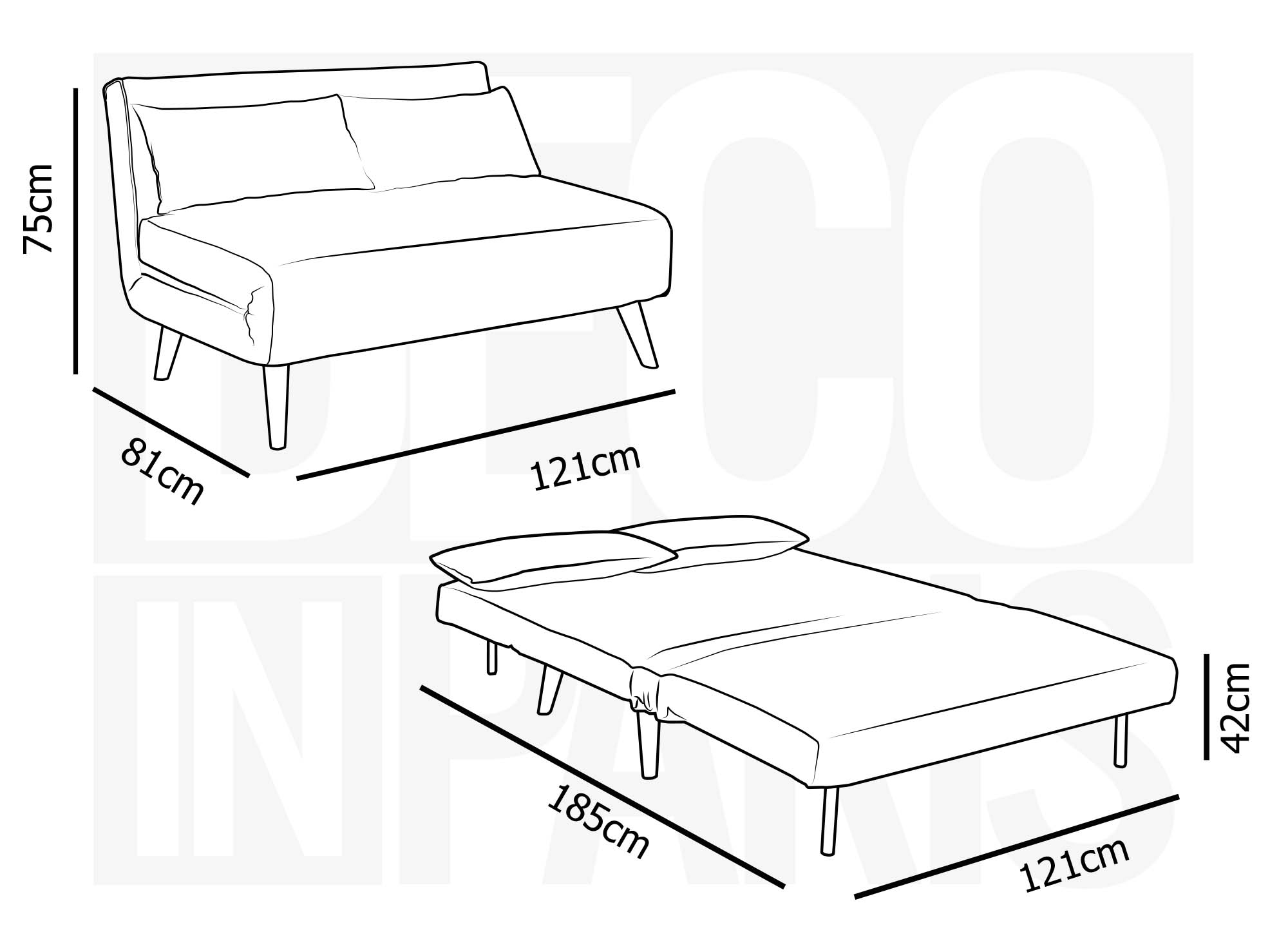 Sofá cama TONKA de 2 plazas en tela beige