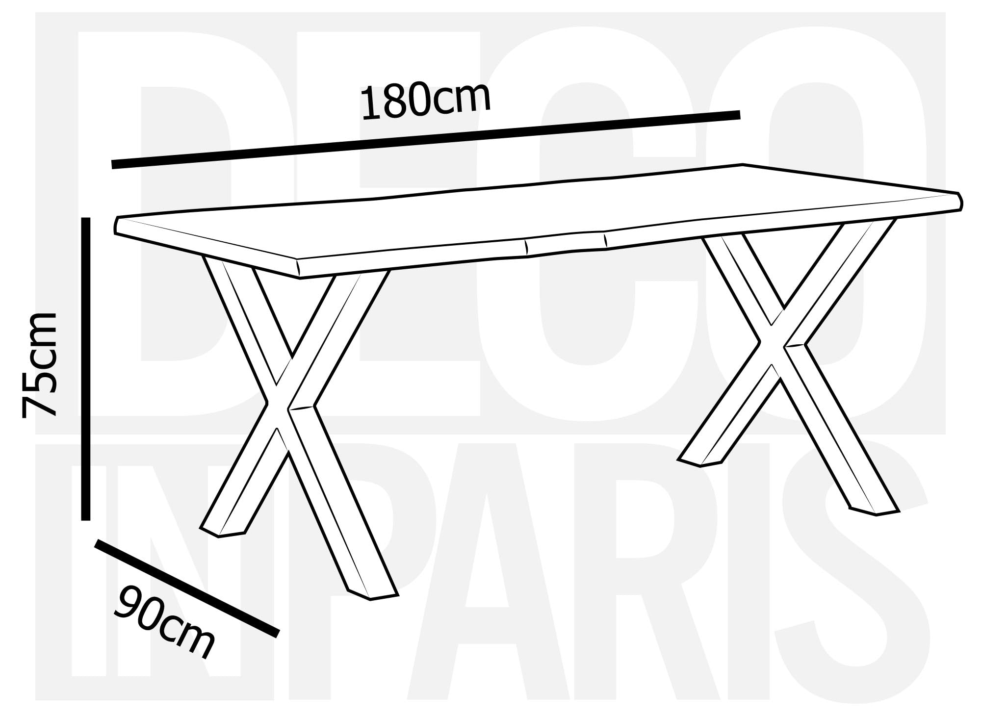 Mesa de comedor rectangular ELIANA en madera y metal negro