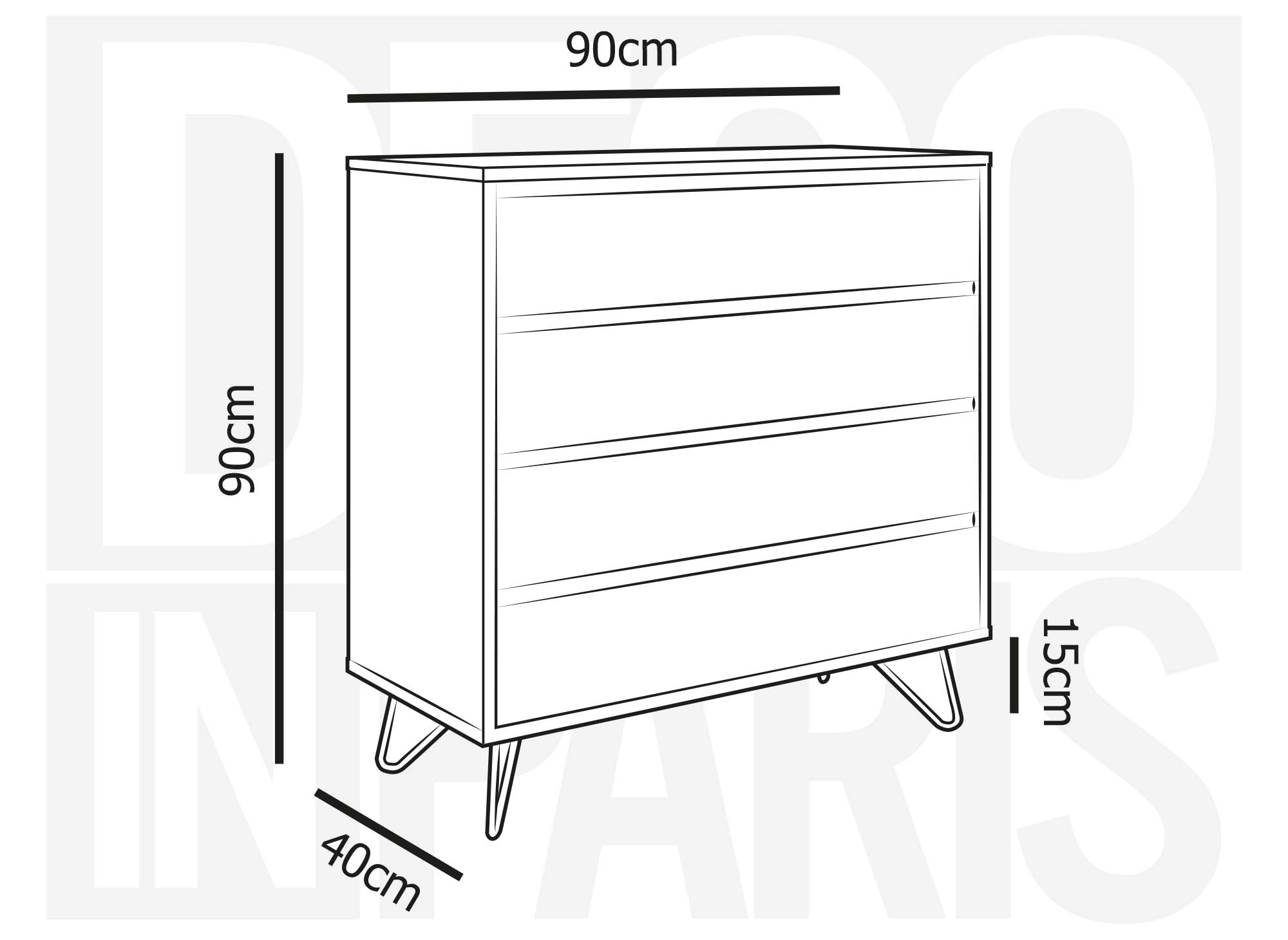 Cómoda de madera DARINA de 4 cajones