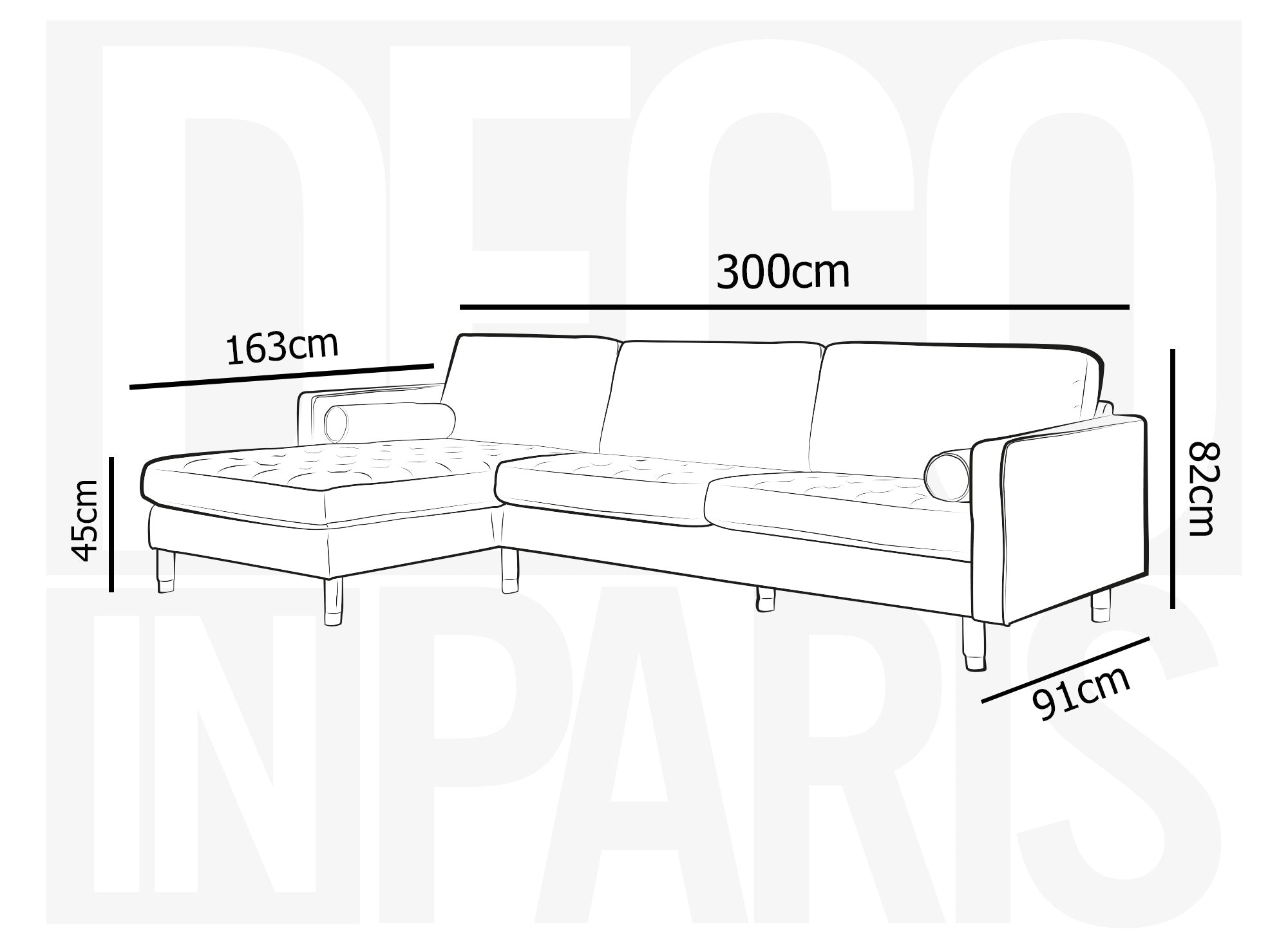 Sofá esquinero escandinavo SALAMBO en terciopelo verde dorado - Esquina izquierda