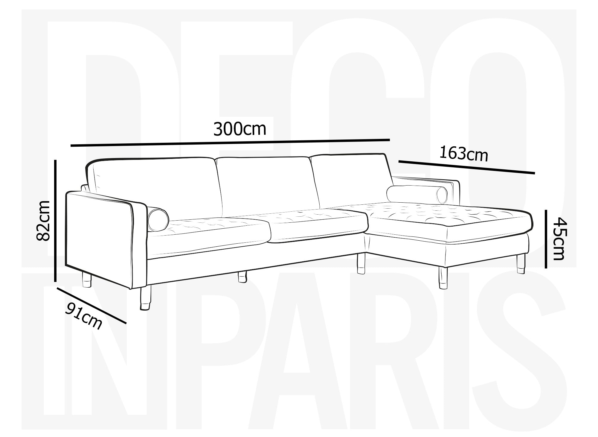 Sofá esquinero escandinavo SALAMBO en terciopelo verde dorado - Esquina derecha