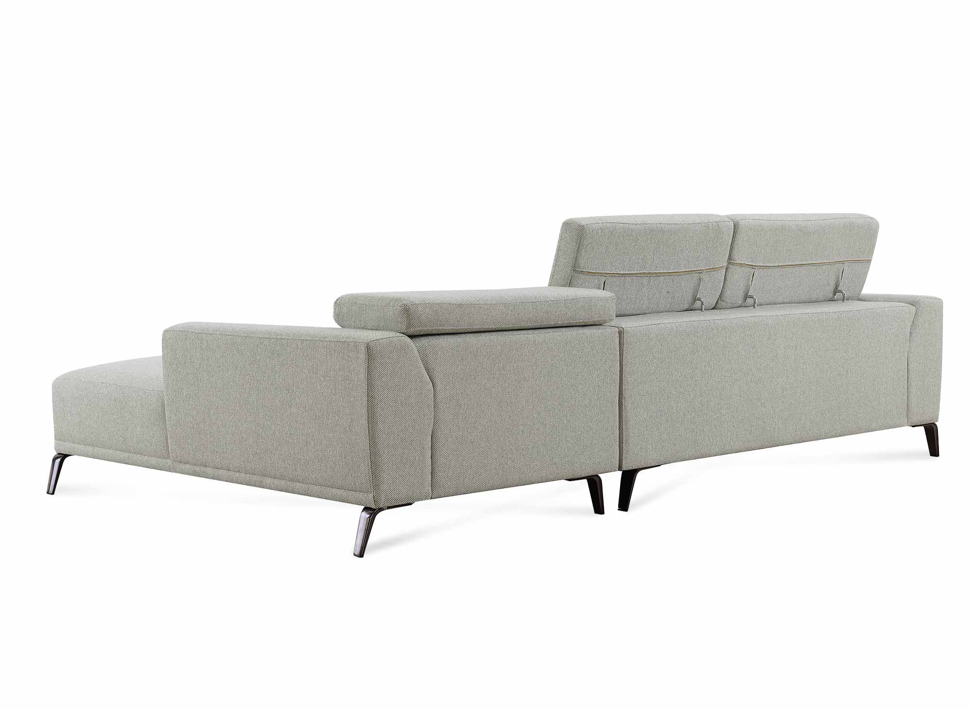 Sofá esquinero KALISTA con chaise longue en tela gris claro - Esquinero derecho