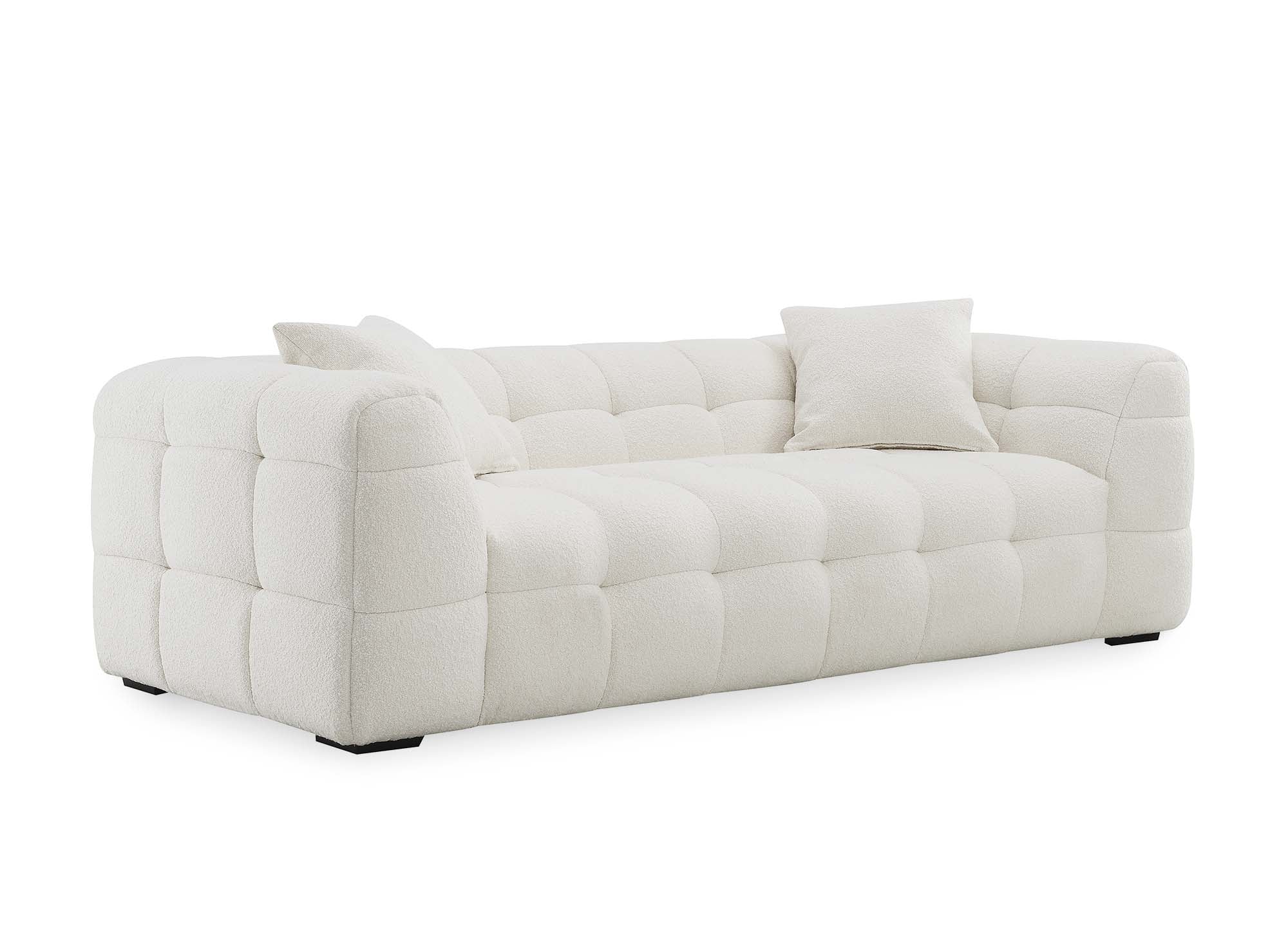 Sofá BELLA de 3 plazas en efecto piel de oveja color crudo