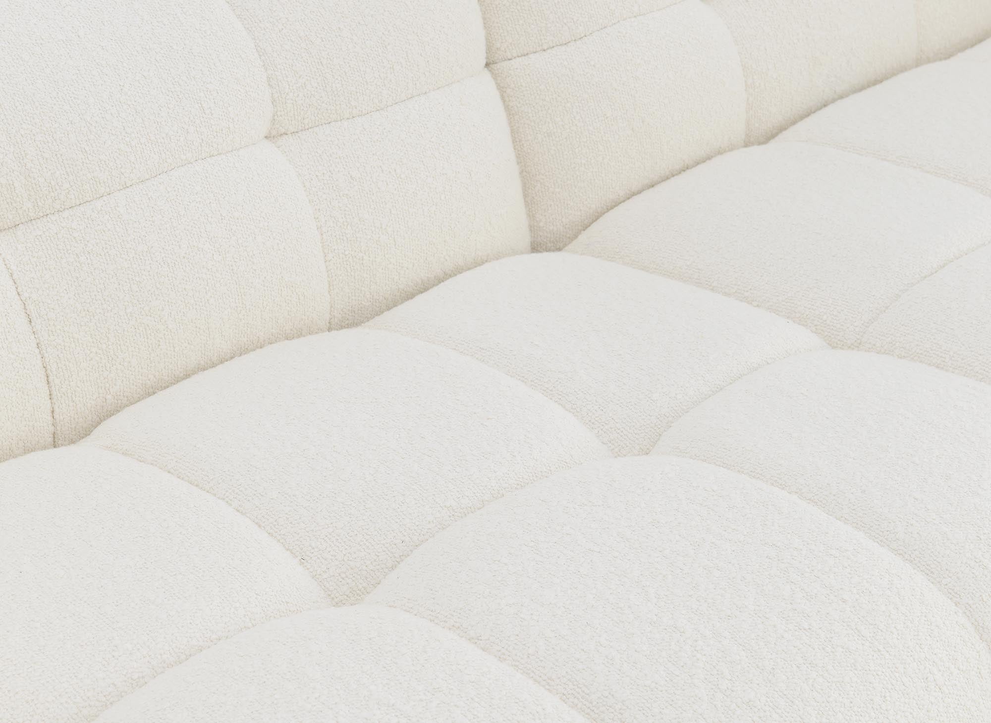 Sofá esquinero BELLA color blanco hueso con efecto piel de oveja - Esquina derecha