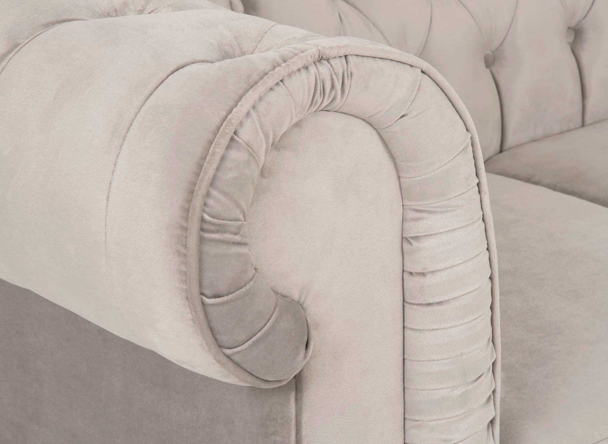 Sofá Chesterfield de dos plazas en terciopelo beige - WILSTON