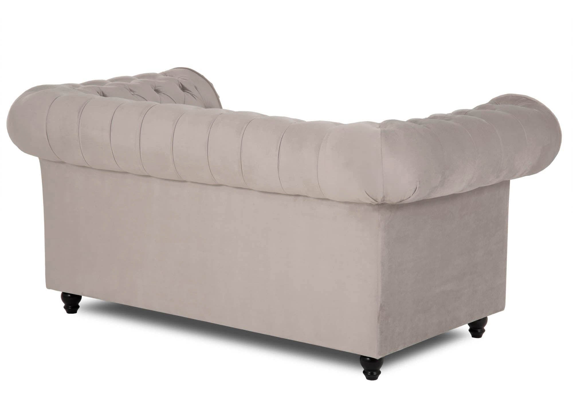 Sofá Chesterfield de dos plazas en terciopelo beige - WILSTON