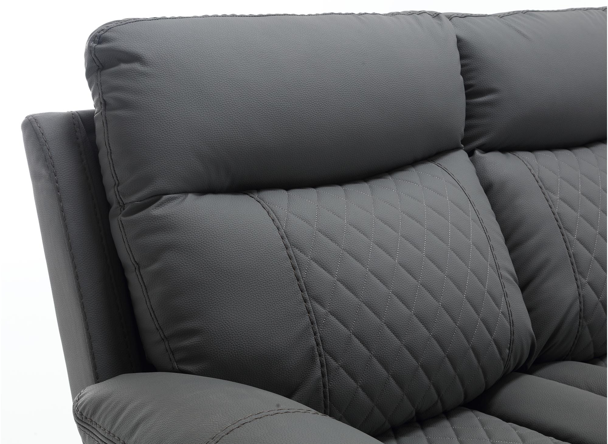 Sofá reclinable eléctrico de 3 plazas ELISE en piel sintética gris oscuro