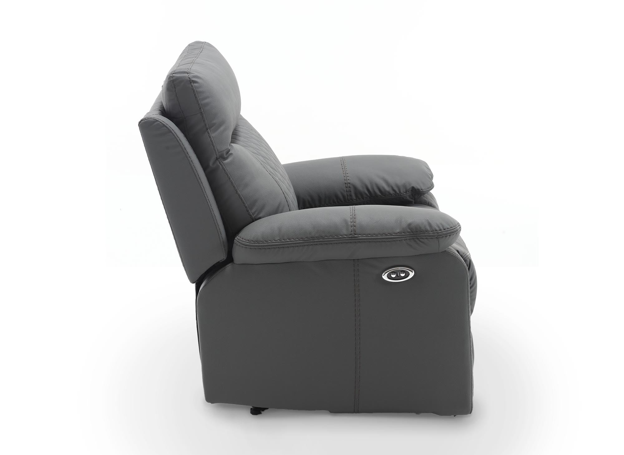 Sillón reclinable eléctrico ELISE en piel sintética gris oscuro