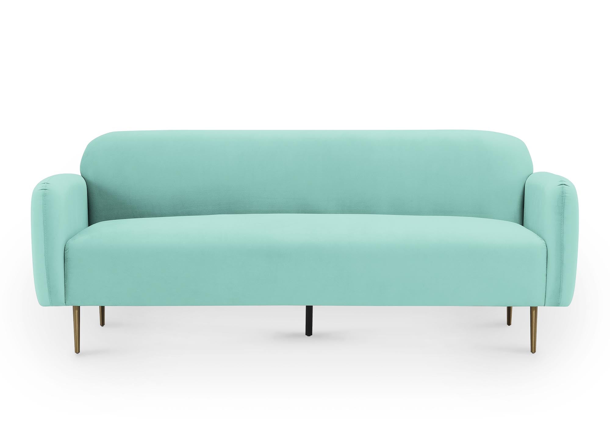 Sofá de 3 plazas MARILYNE en terciopelo verde aguamarina