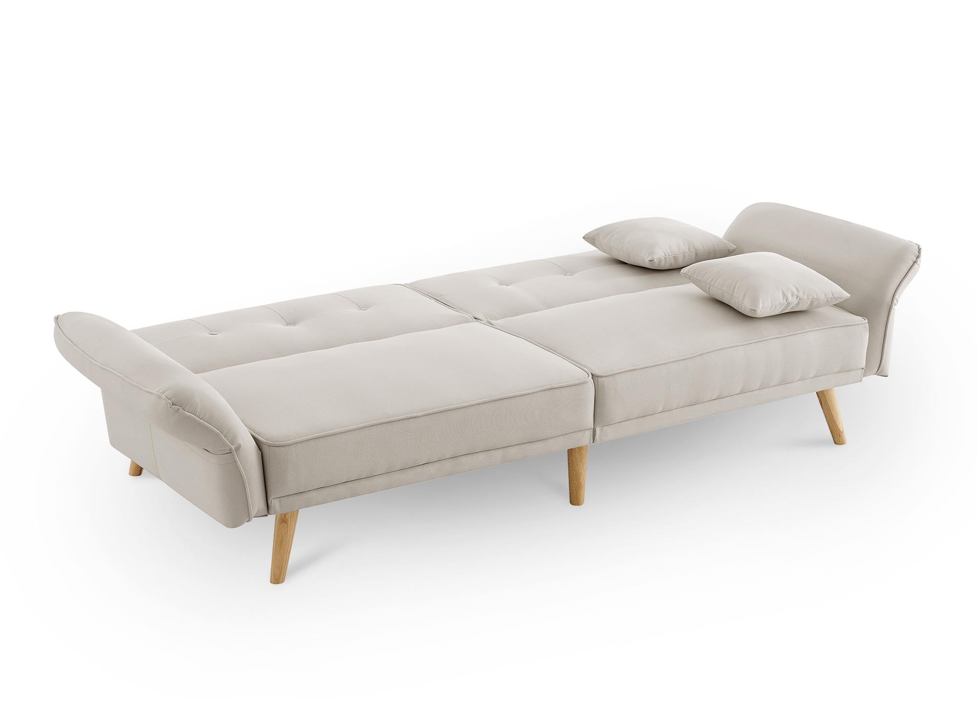 Sofá CHILI de 3 plazas con mecanismo clic-clac en tela beige