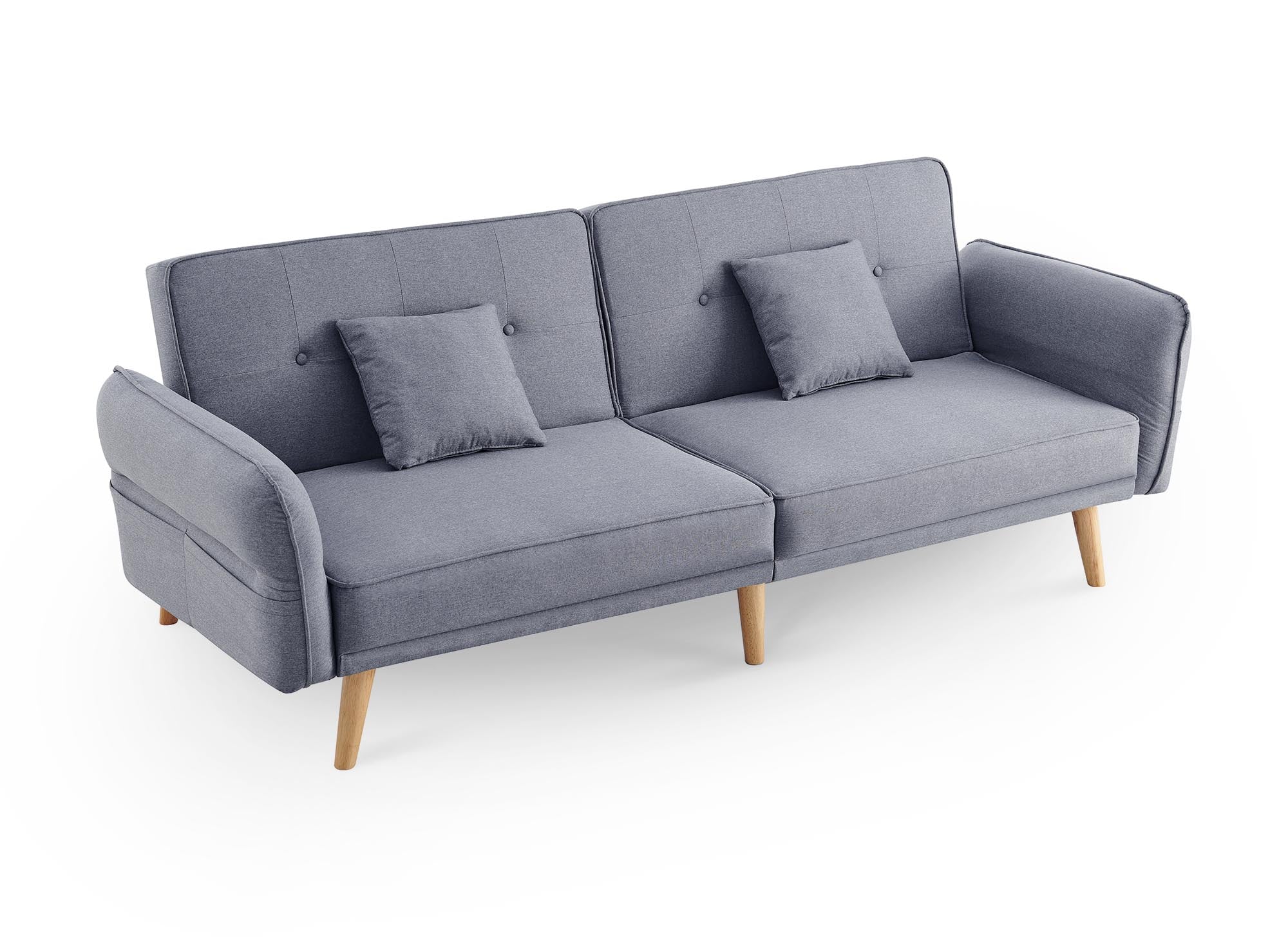 Sofá CHILI de 3 plazas con mecanismo clic-clac en tela gris