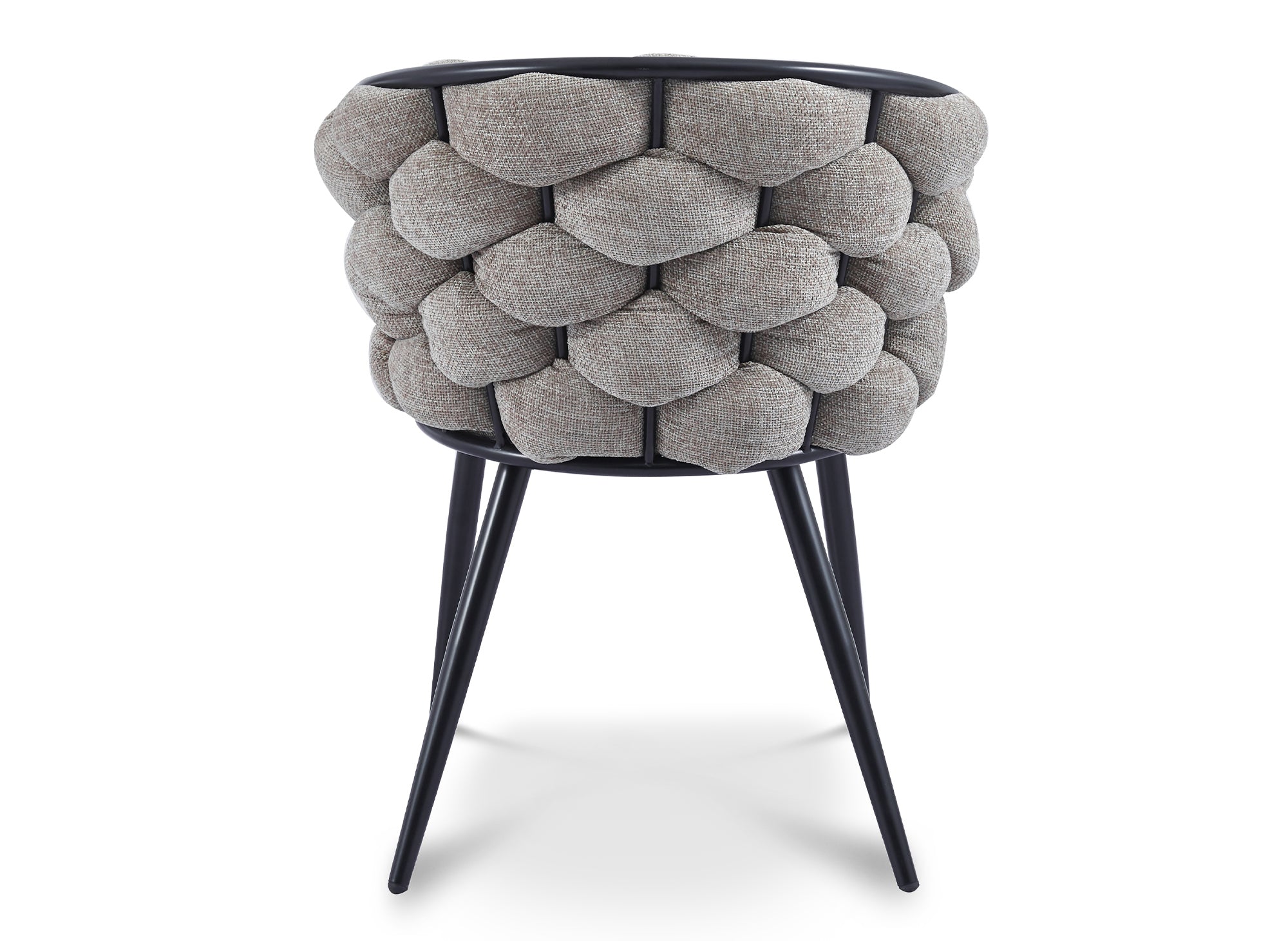 Juego de 2 sillas tapizadas en color topo con patas de metal negro, CECILE