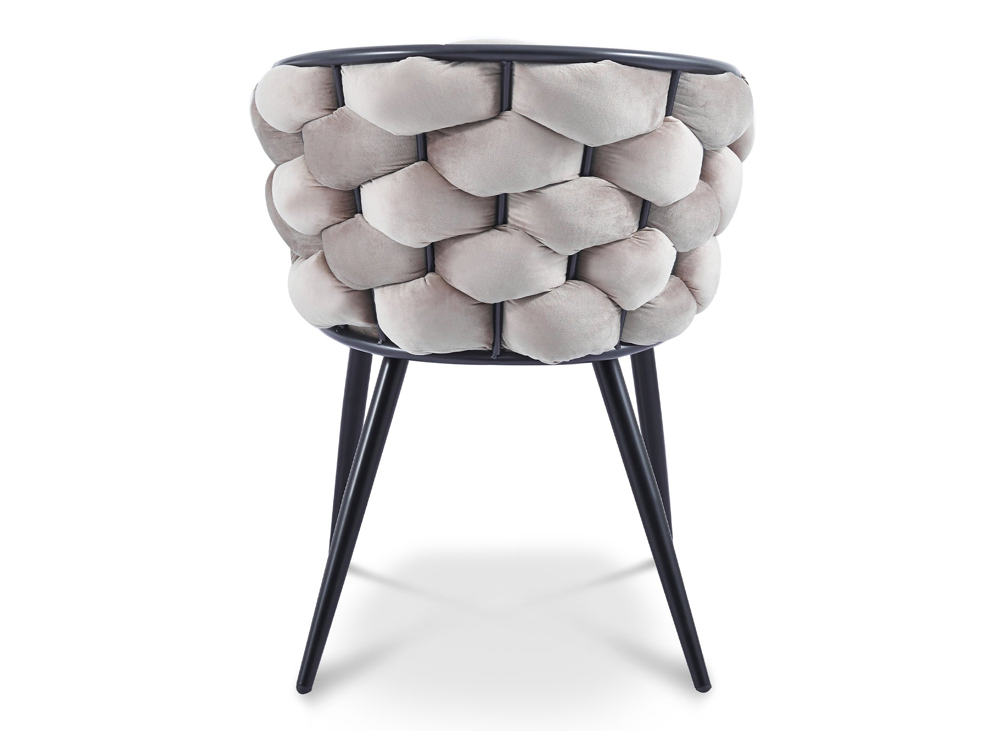 Juego de 2 sillas de terciopelo color topo con patas de metal negro, CECILE