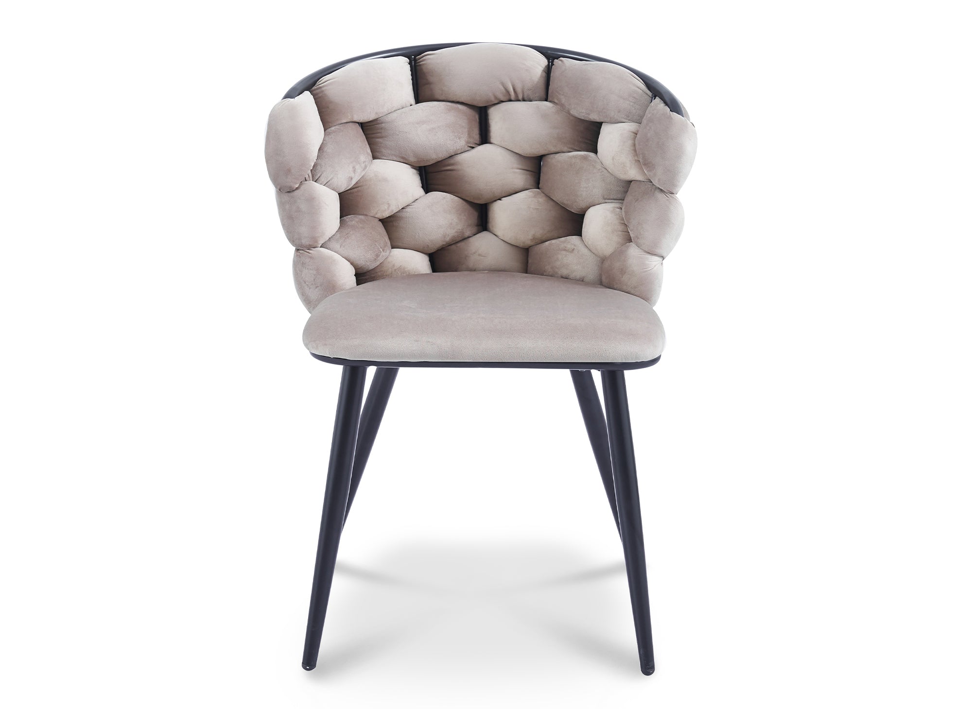 Juego de 2 sillas de terciopelo color topo con patas de metal negro, CECILE