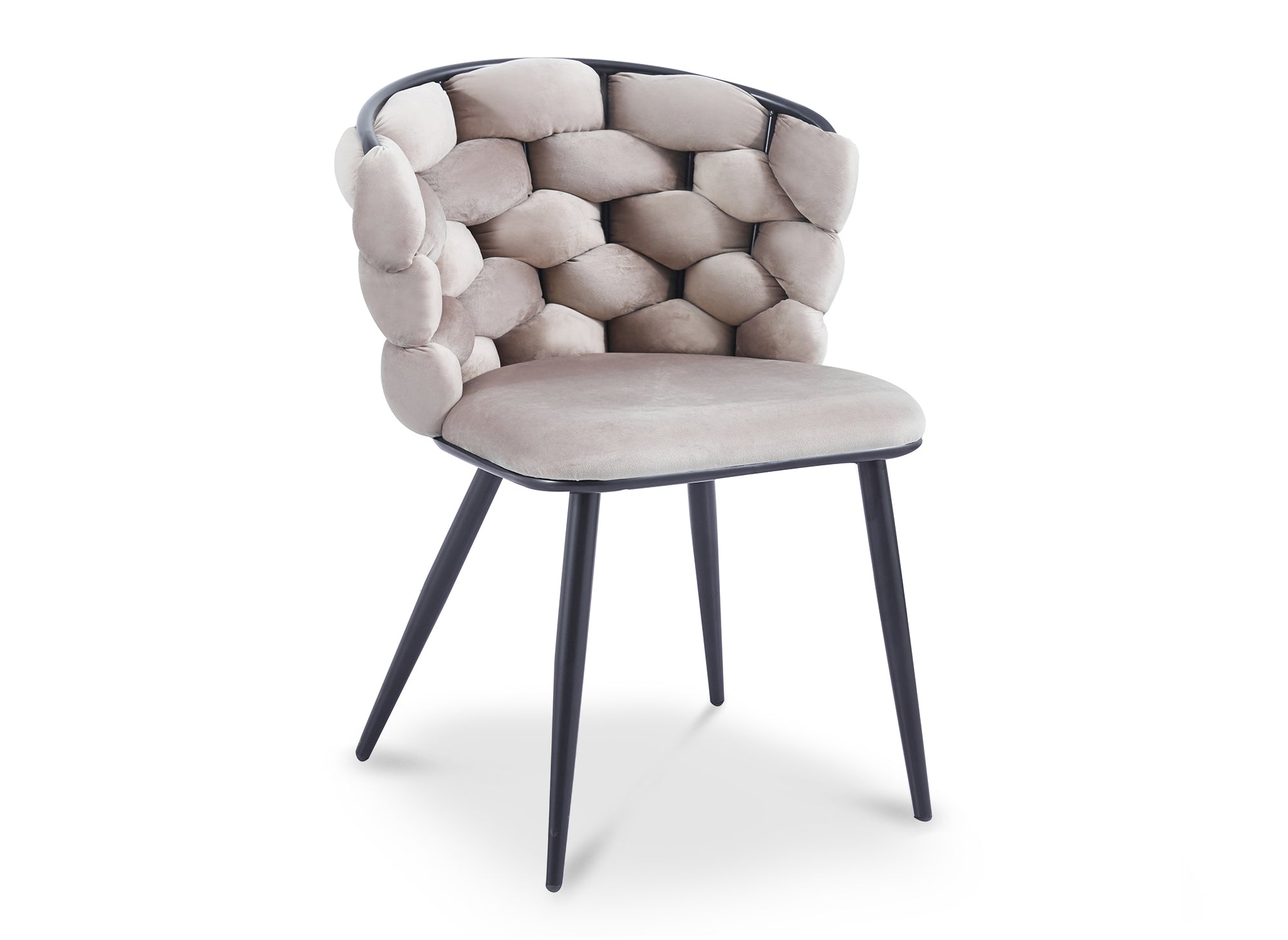 Juego de 2 sillas de terciopelo color topo con patas de metal negro, CECILE