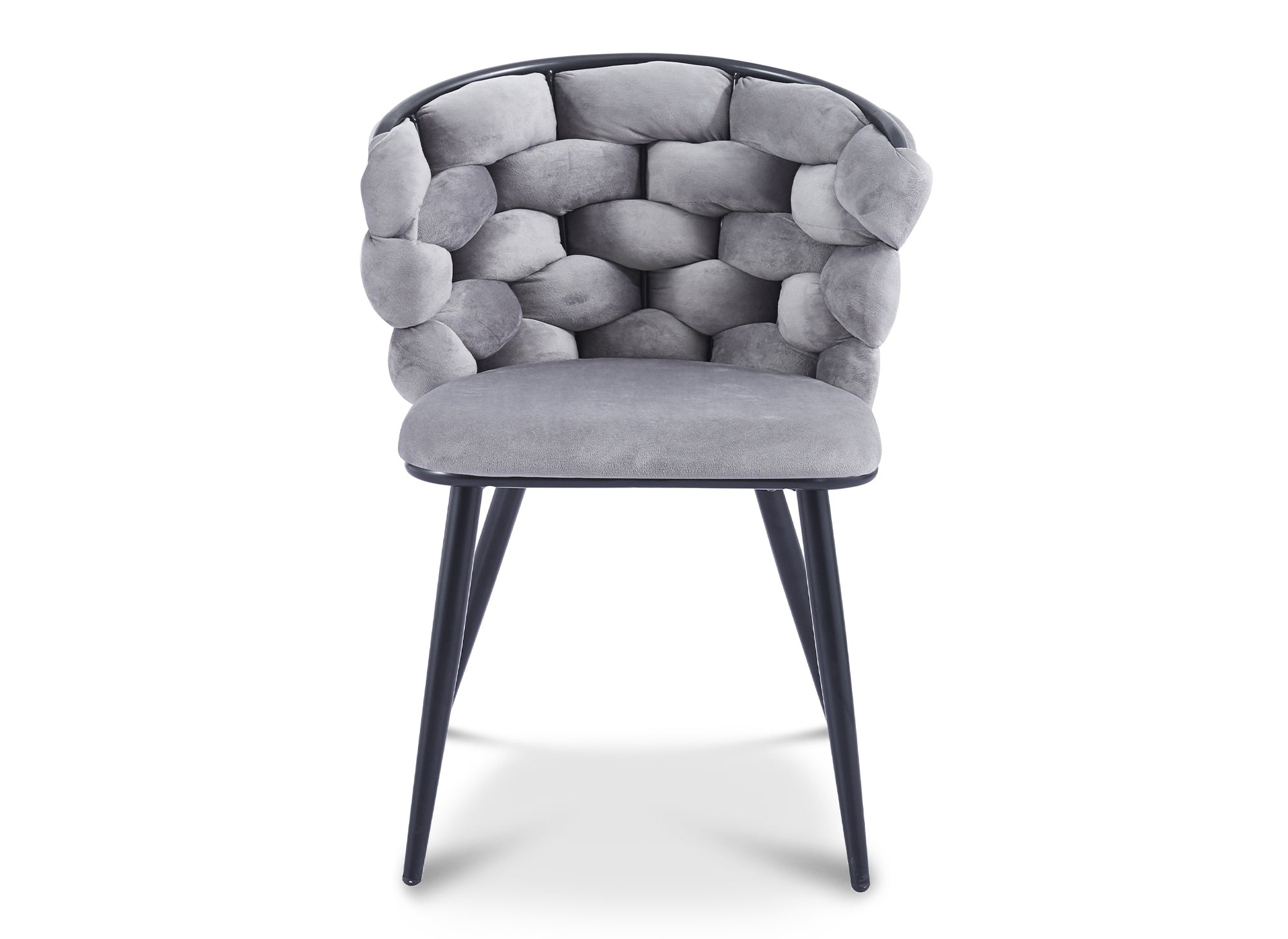 Juego de 2 sillas CECILE en terciopelo gris con patas de metal negro