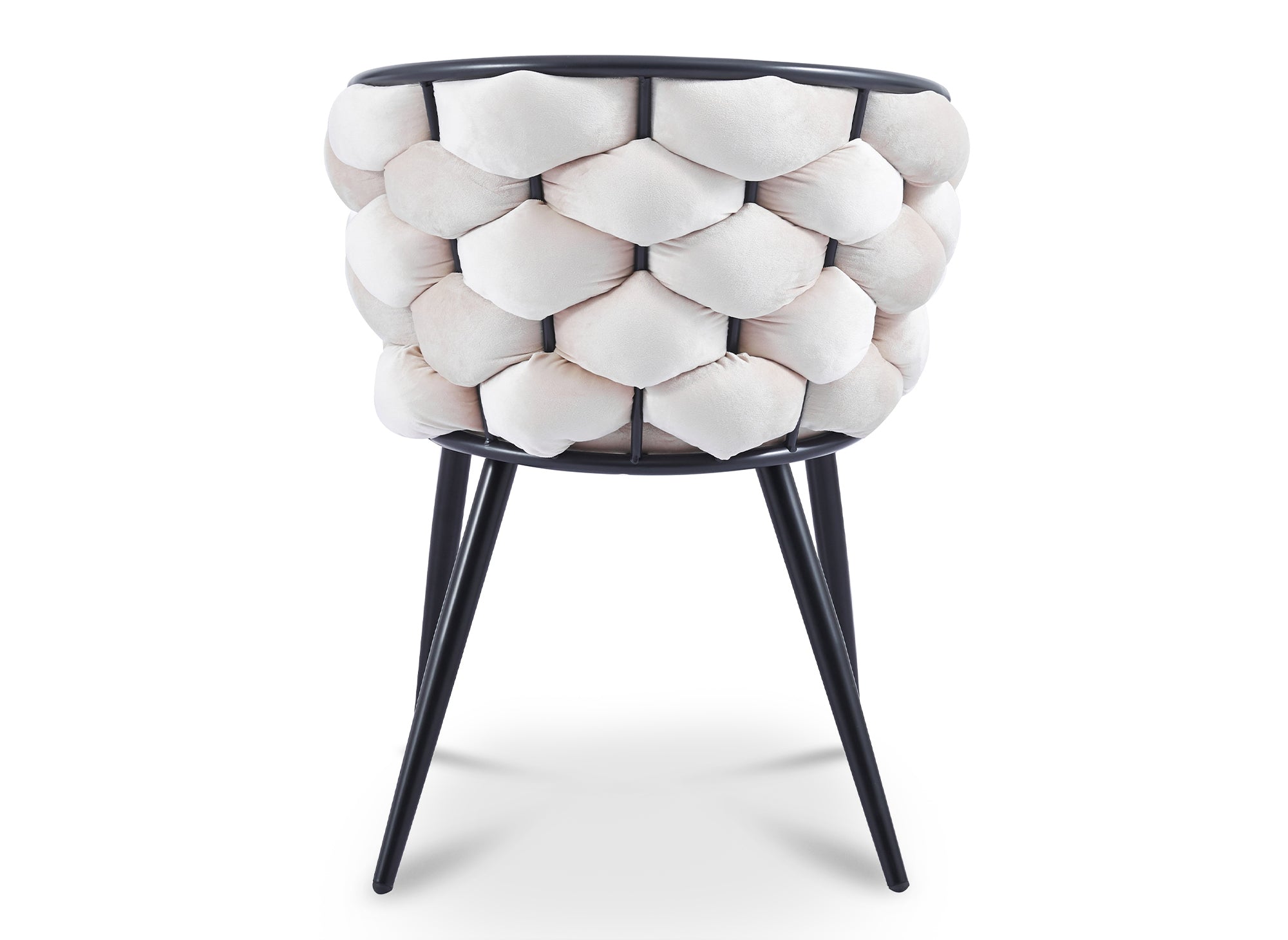 Juego de 2 sillas de terciopelo beige con patas de metal negro, CECILE