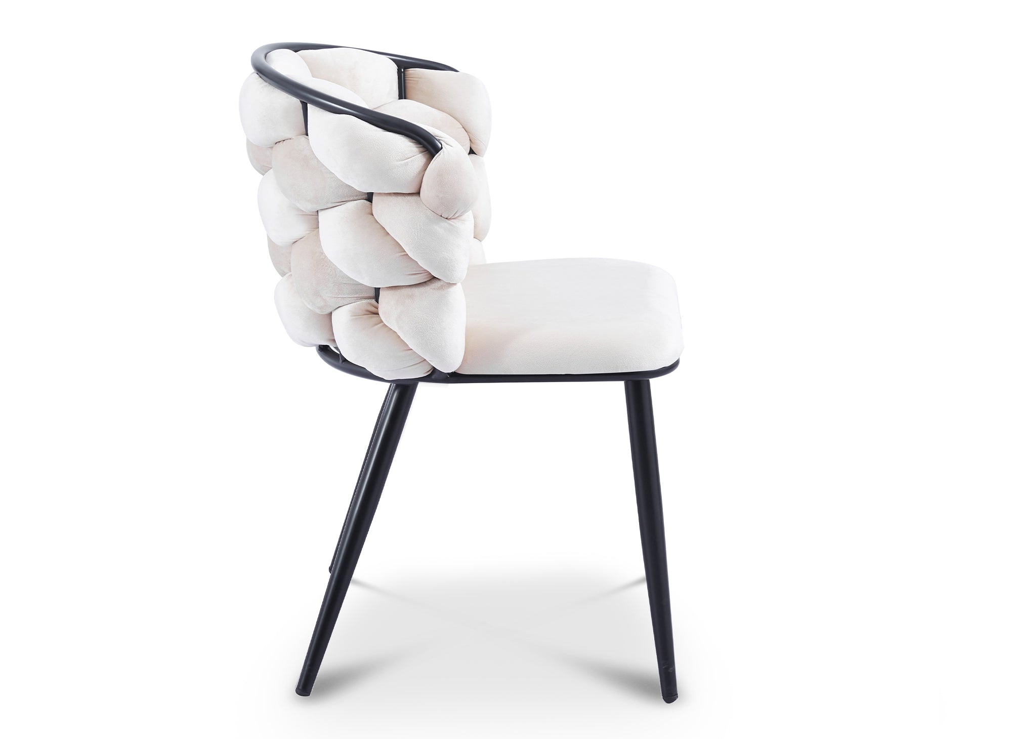 Juego de 2 sillas de terciopelo beige con patas de metal negro, CECILE