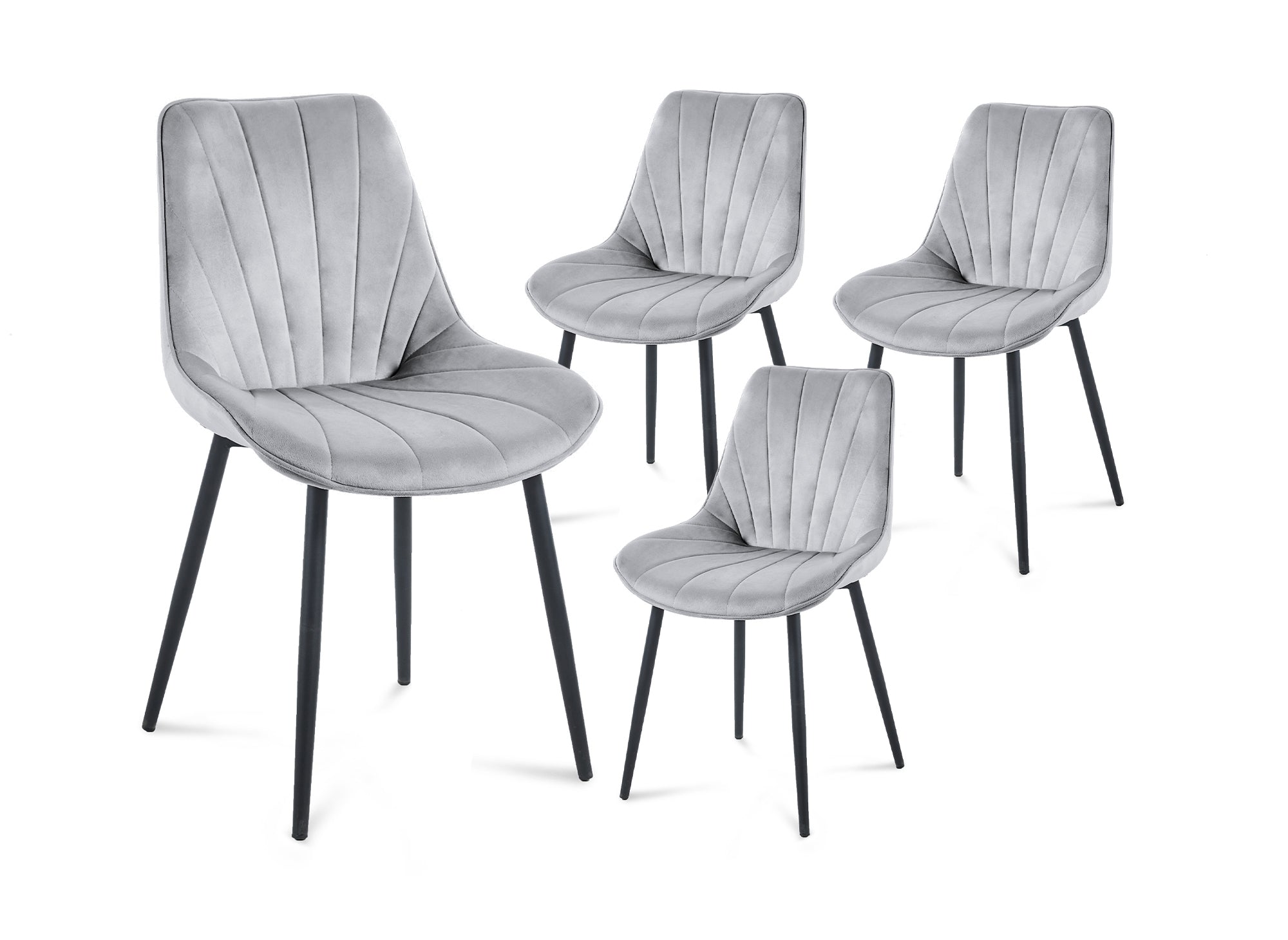 Conjunto de 4 sillas de diseño ELOVA en terciopelo gris