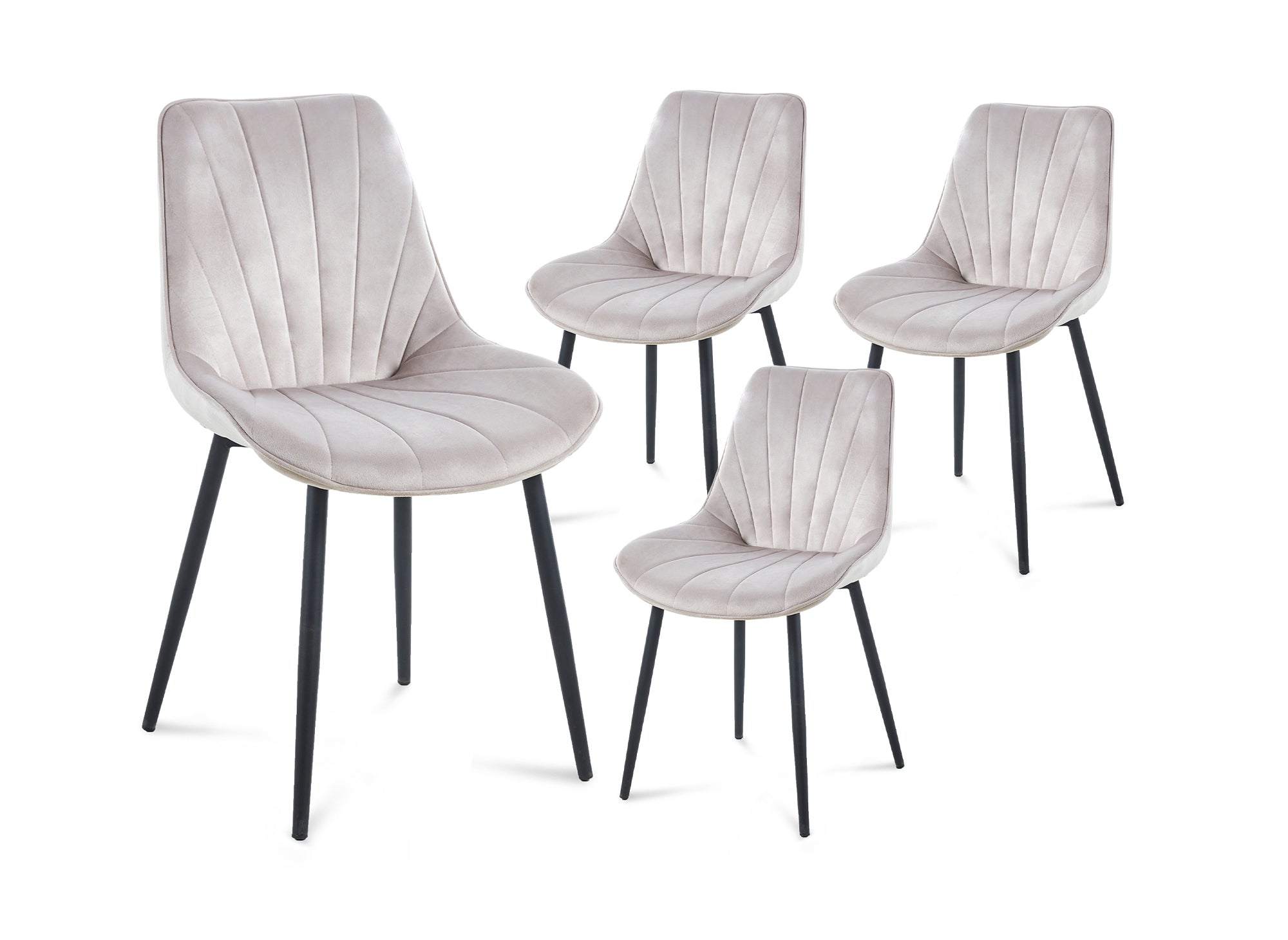 Conjunto de 4 sillas de diseño ELOVA en terciopelo beige