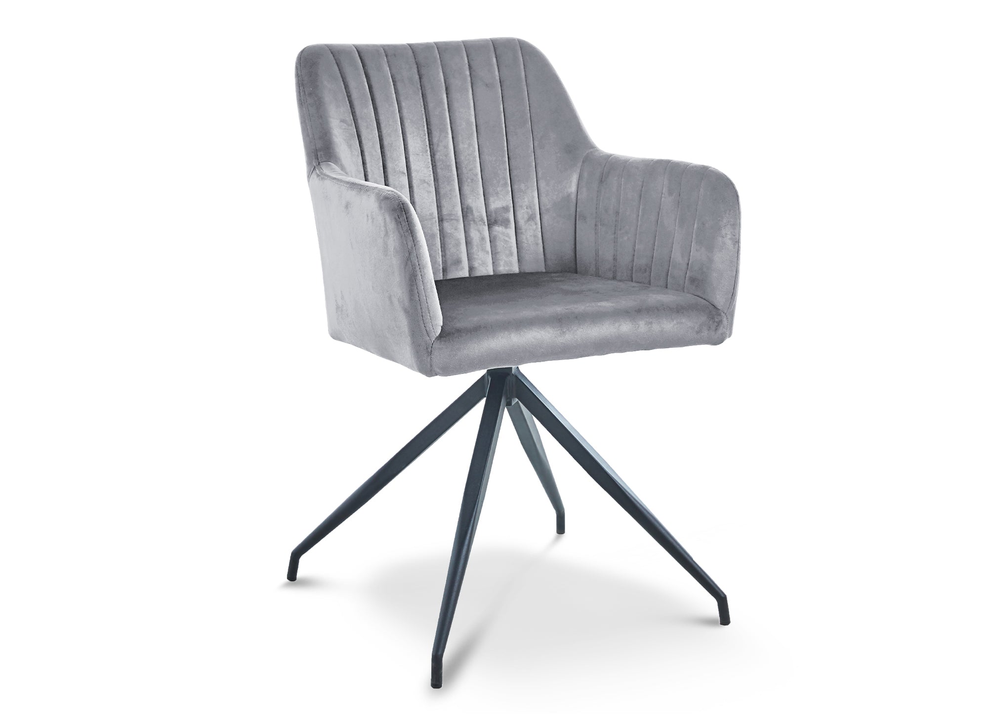 Juego de 2 sillas RATUS en terciopelo gris con patas de metal negro