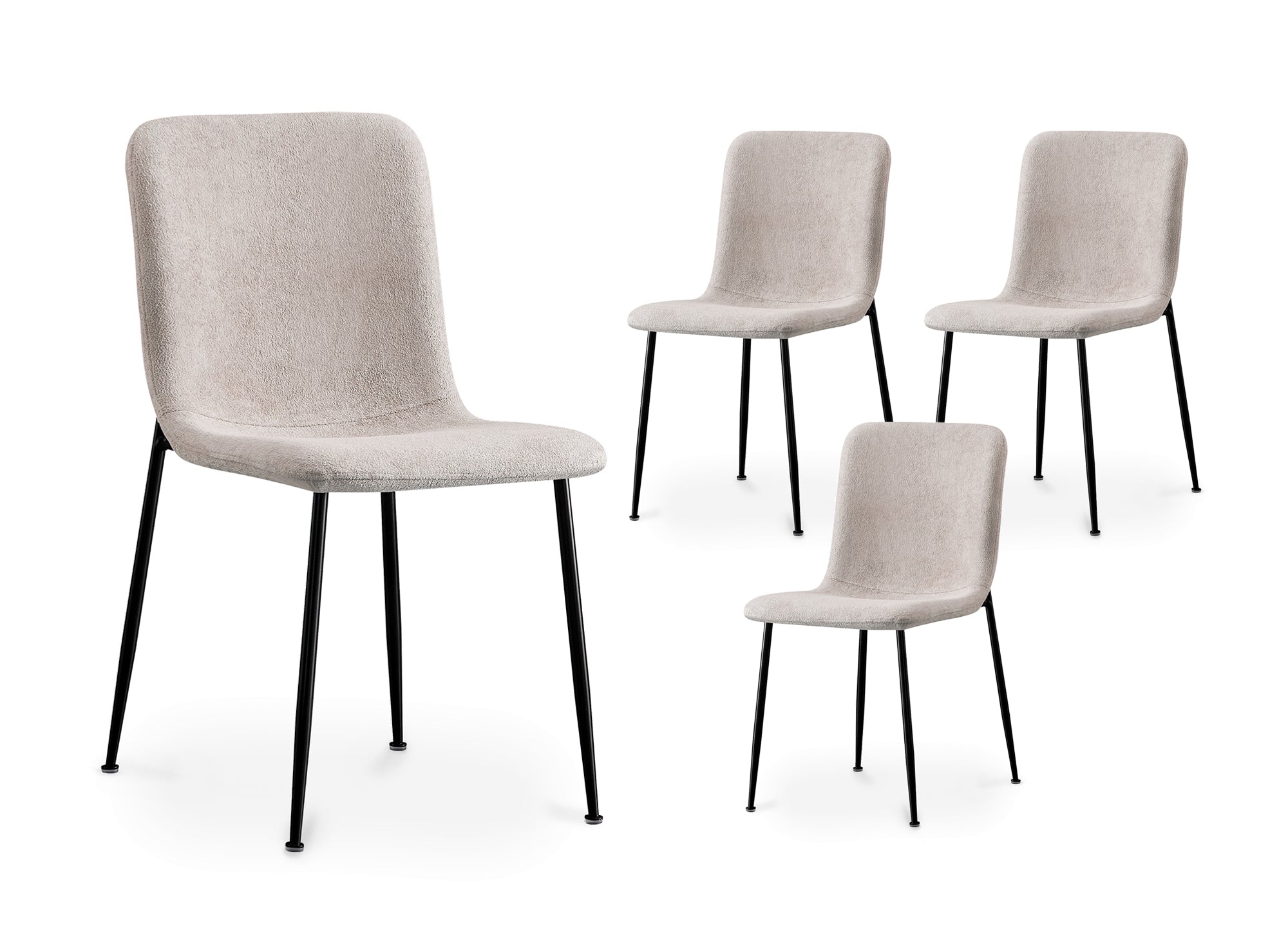 Juego de 4 sillas CHERYL tapizadas en tela color beige