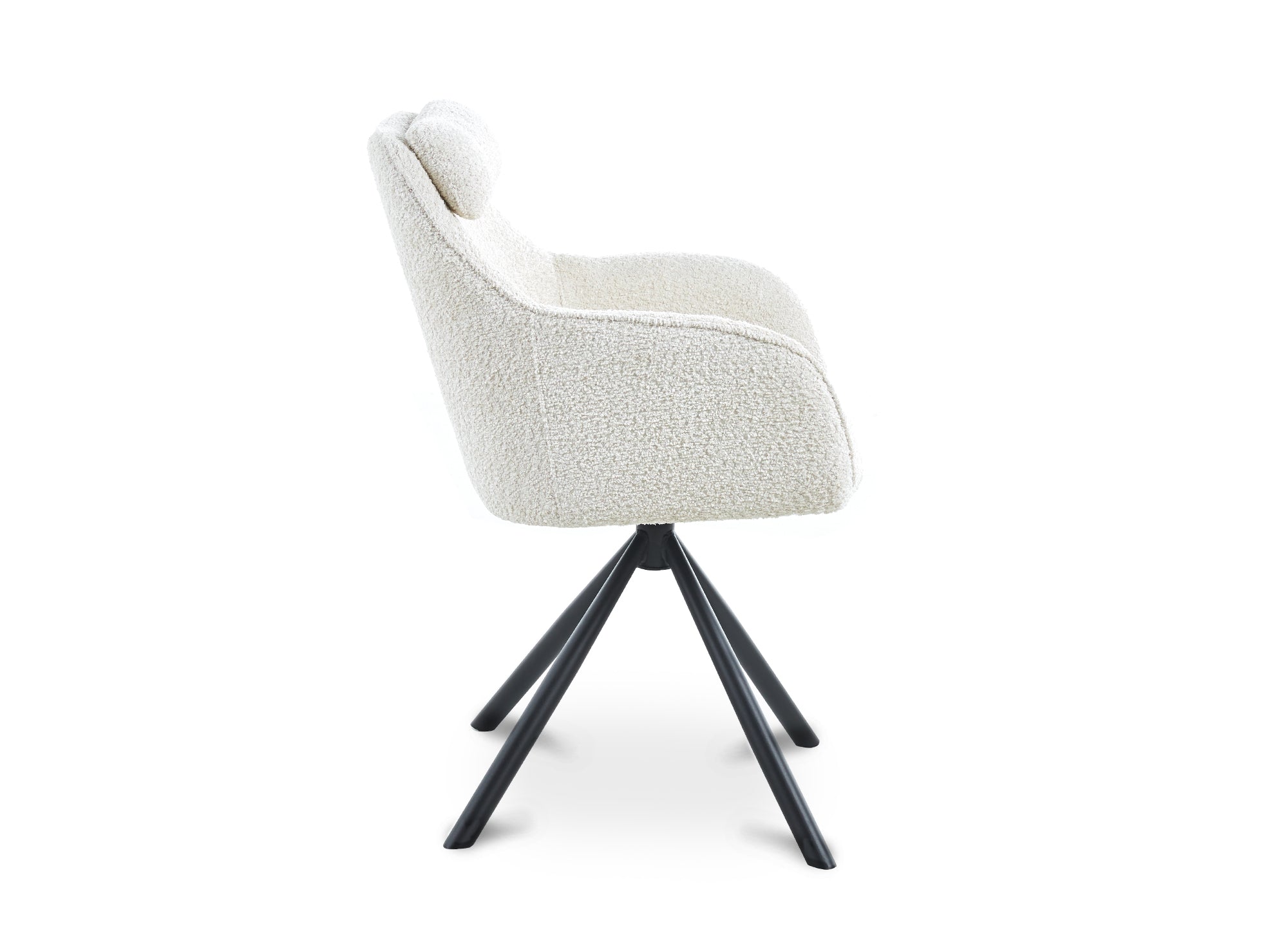 Silla giratoria AGNES color beige con efecto piel de oveja y reposabrazos