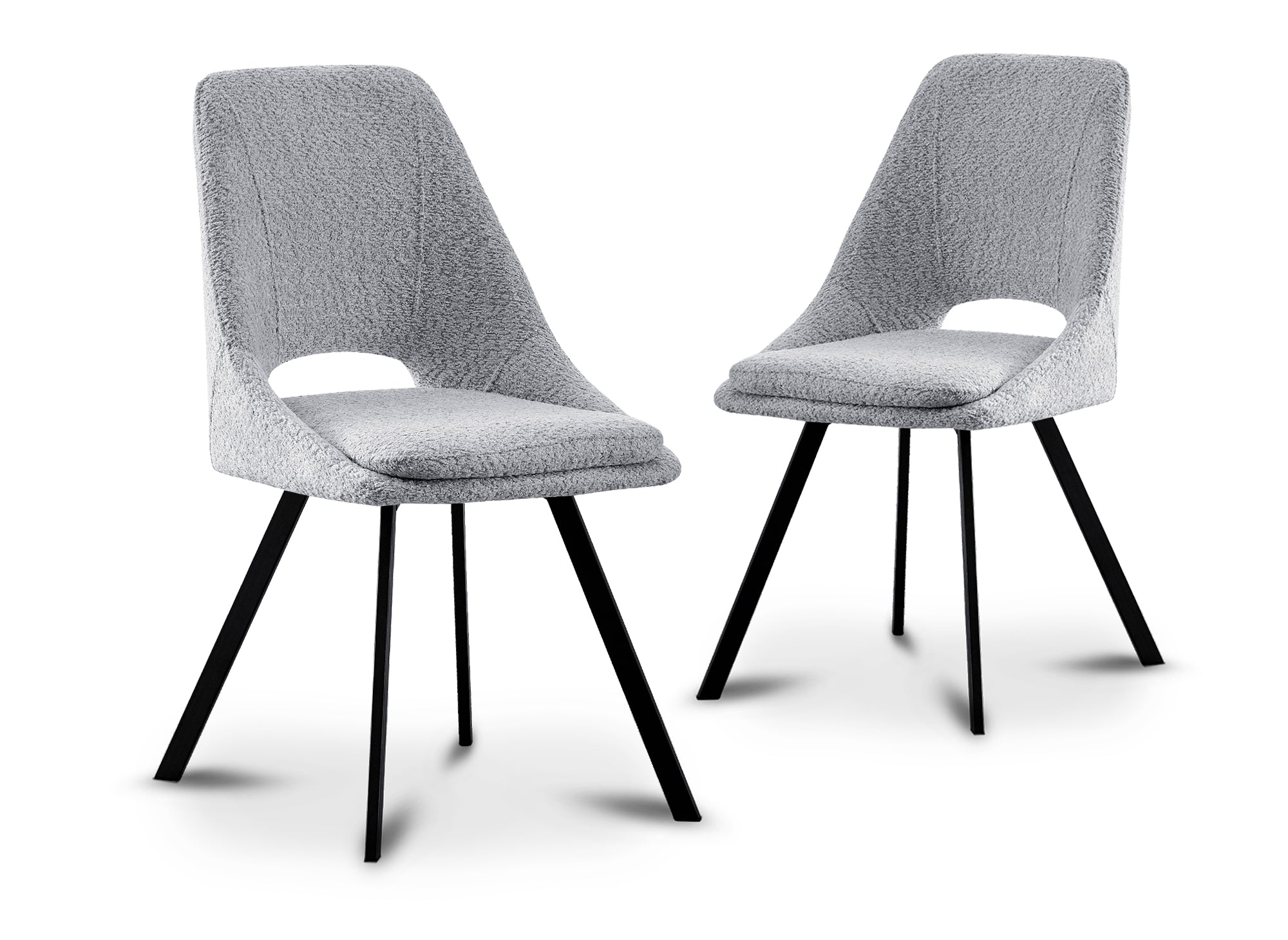 Juego de 2 sillas NARCISSE de color gris claro con efecto piel de oveja