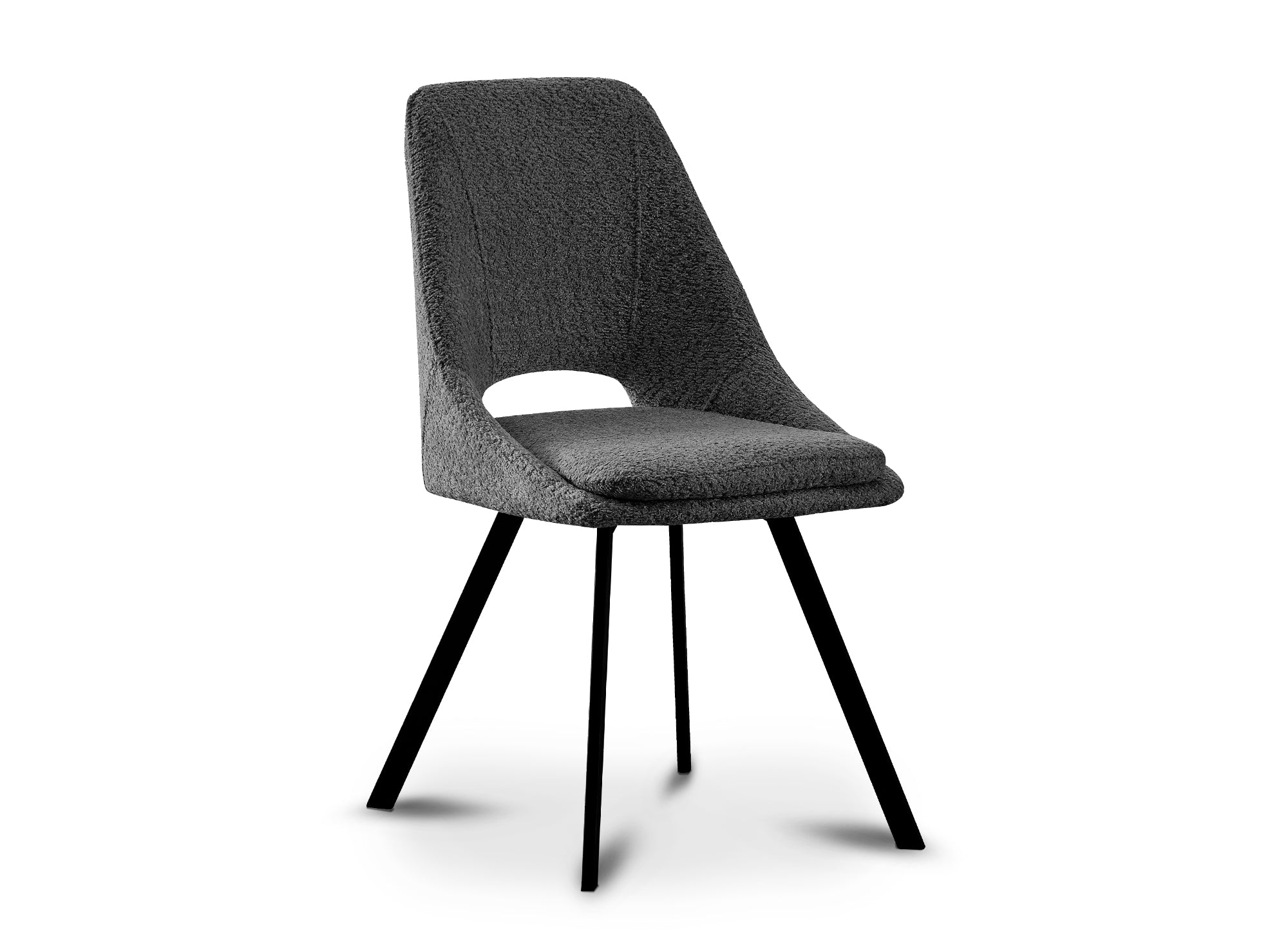 Juego de 2 sillas NARCISSE de color gris oscuro con efecto piel de oveja