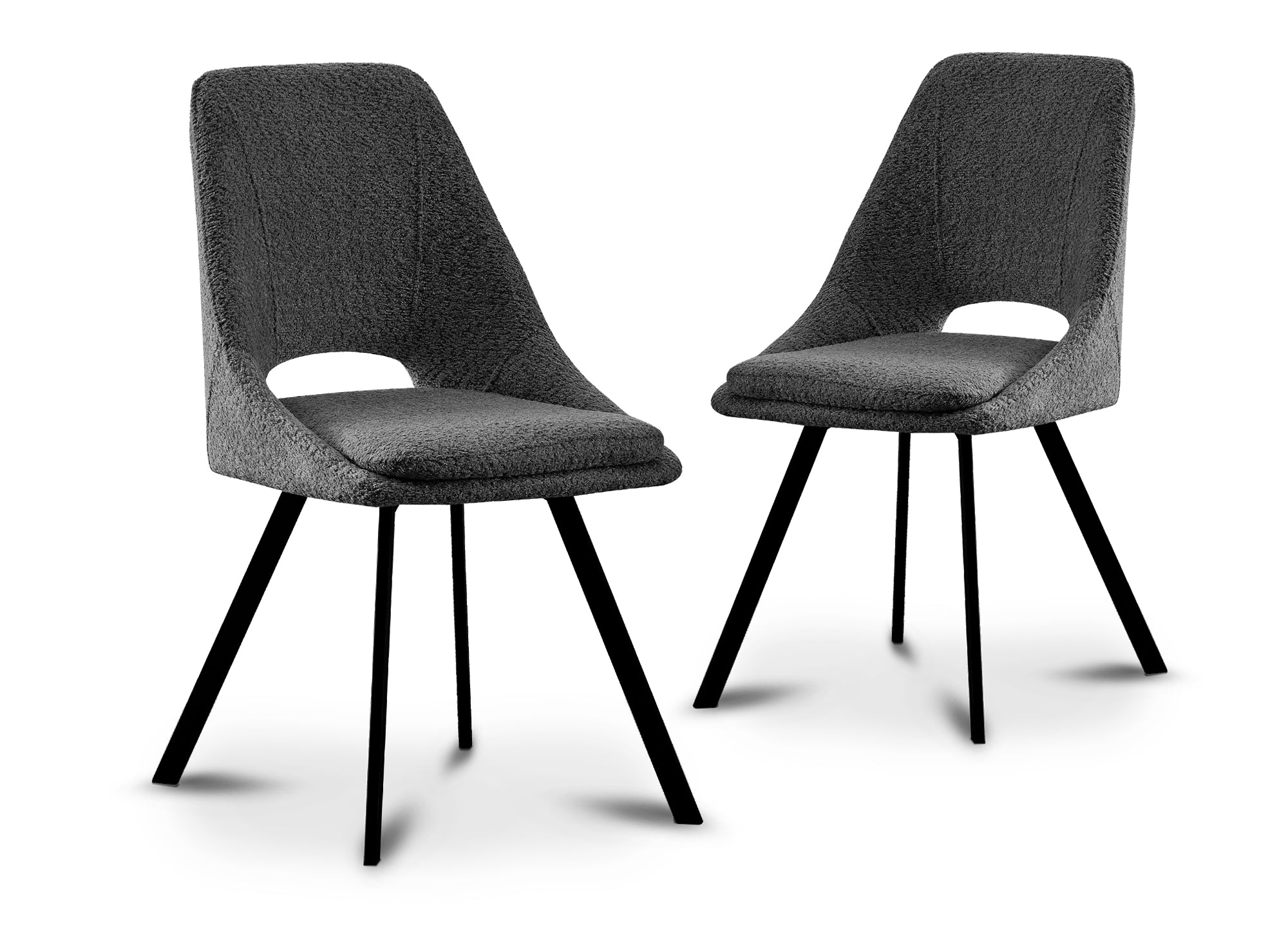 Juego de 2 sillas NARCISSE de color gris oscuro con efecto piel de oveja