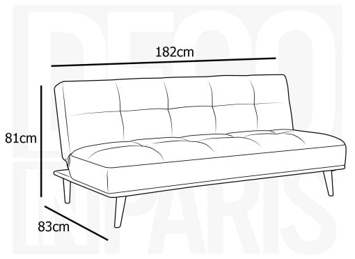 Sofá cama escandinavo de 3 plazas JESSY con mecanismo clic-clac en color beige 