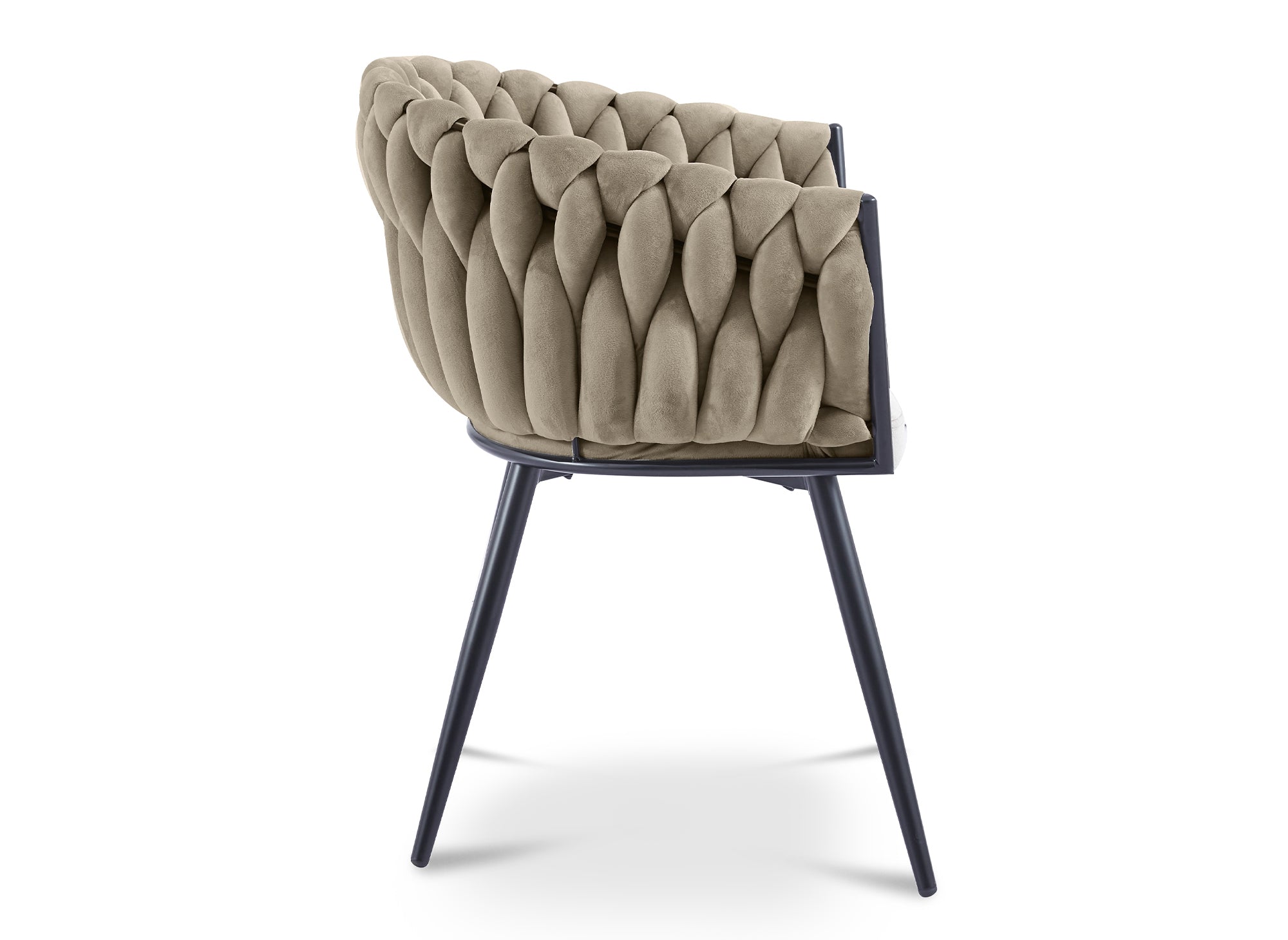 Juego de 2 sillas CINDY de terciopelo color topo con diseño ondulado