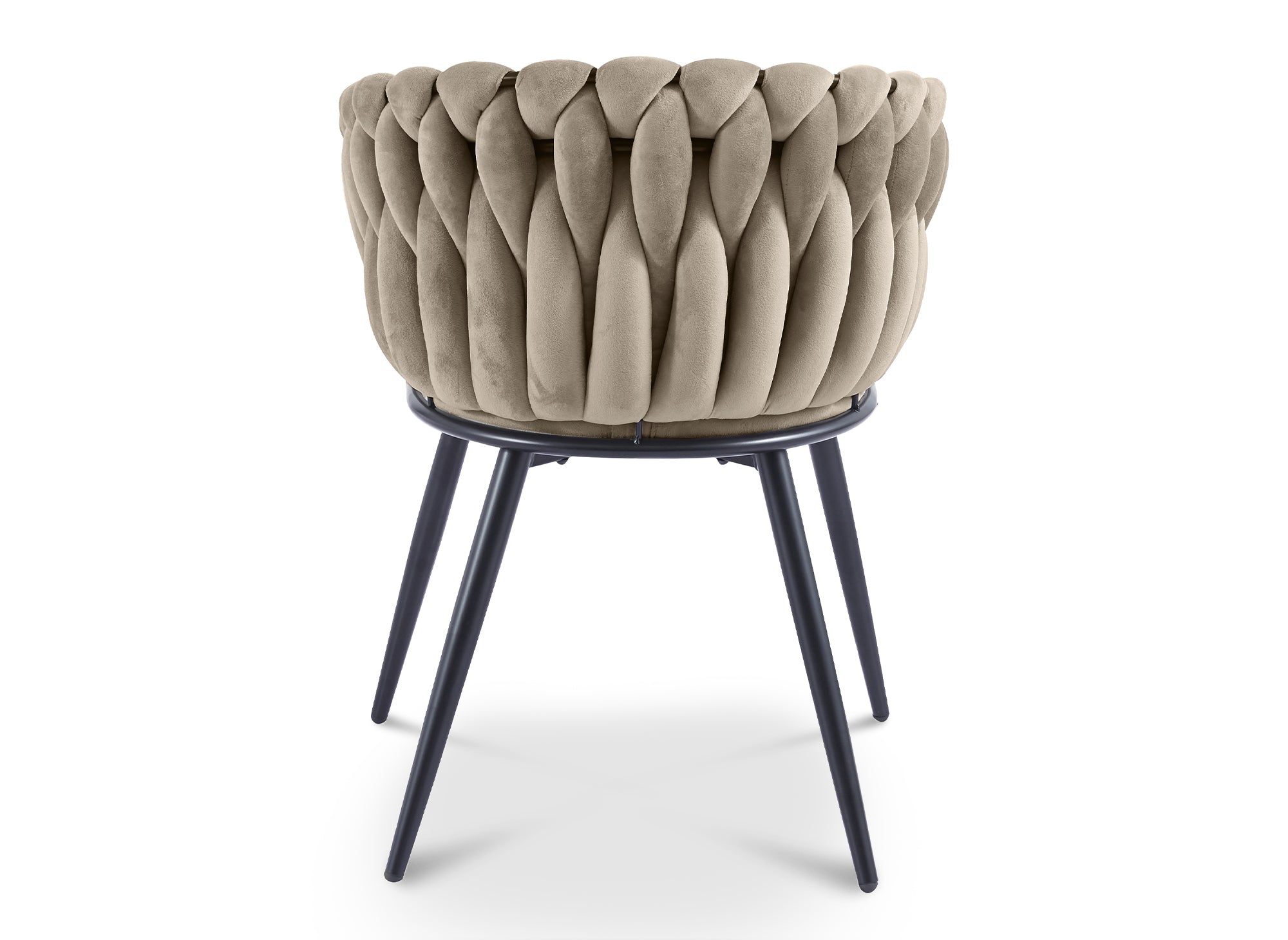 Juego de 2 sillas CINDY de terciopelo color topo con diseño ondulado