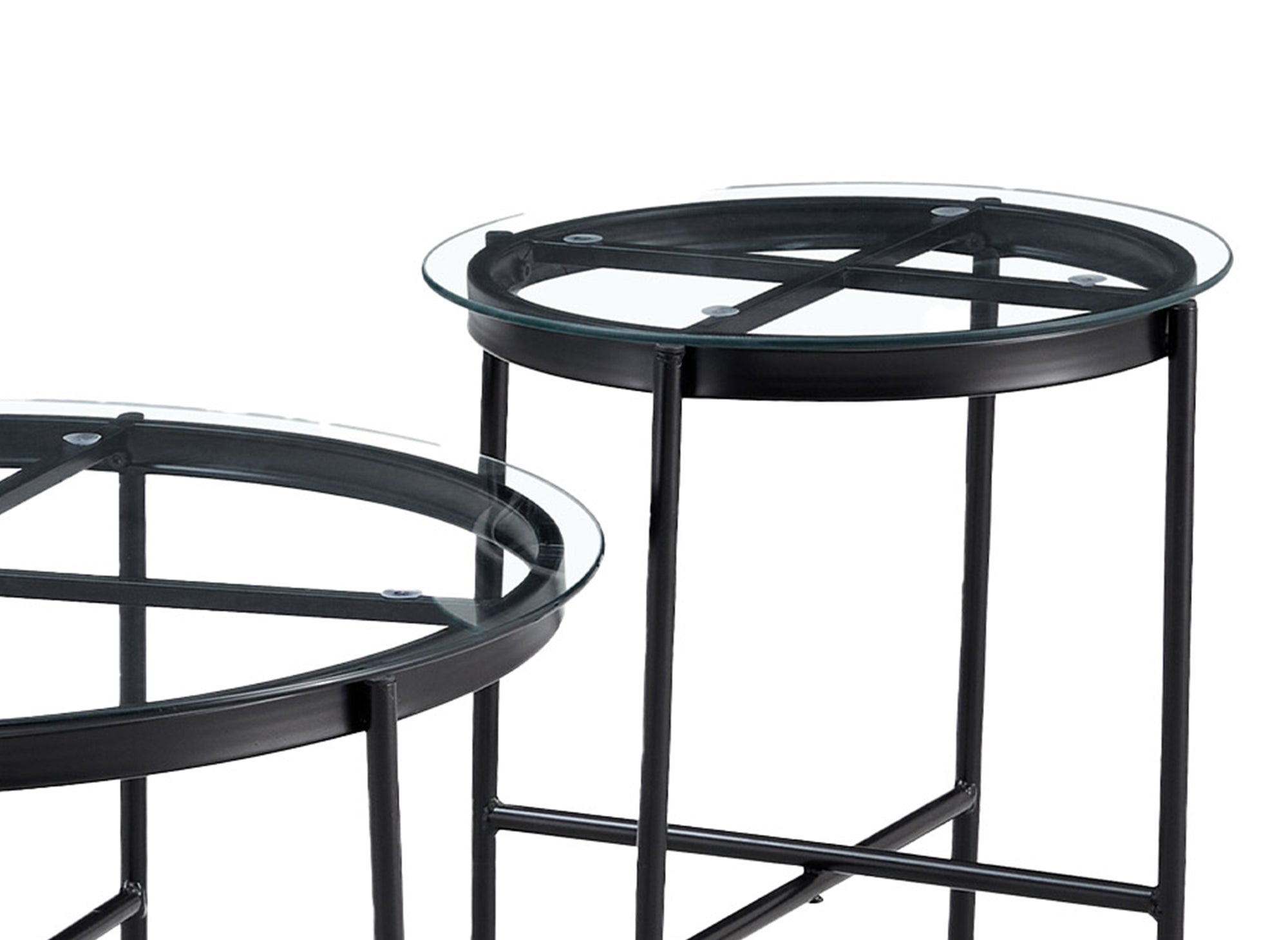 Juego de 2 mesas de centro redondas de cristal y metal MARZIO