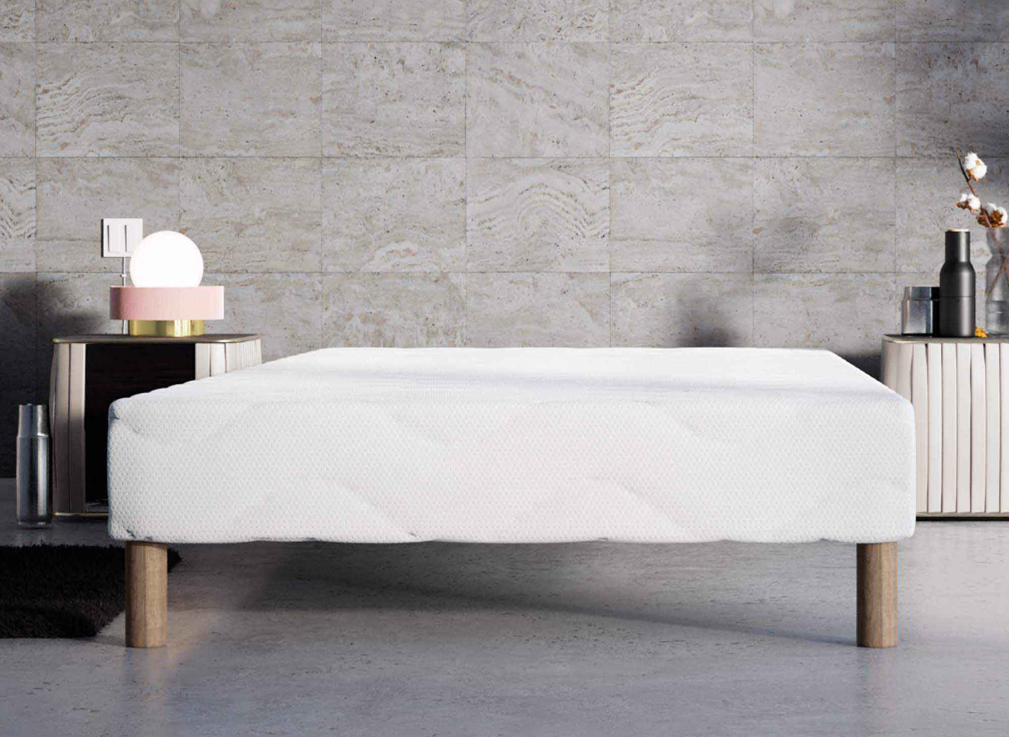 Base de cama tapizada de 90 x 190 cm + 4 patas