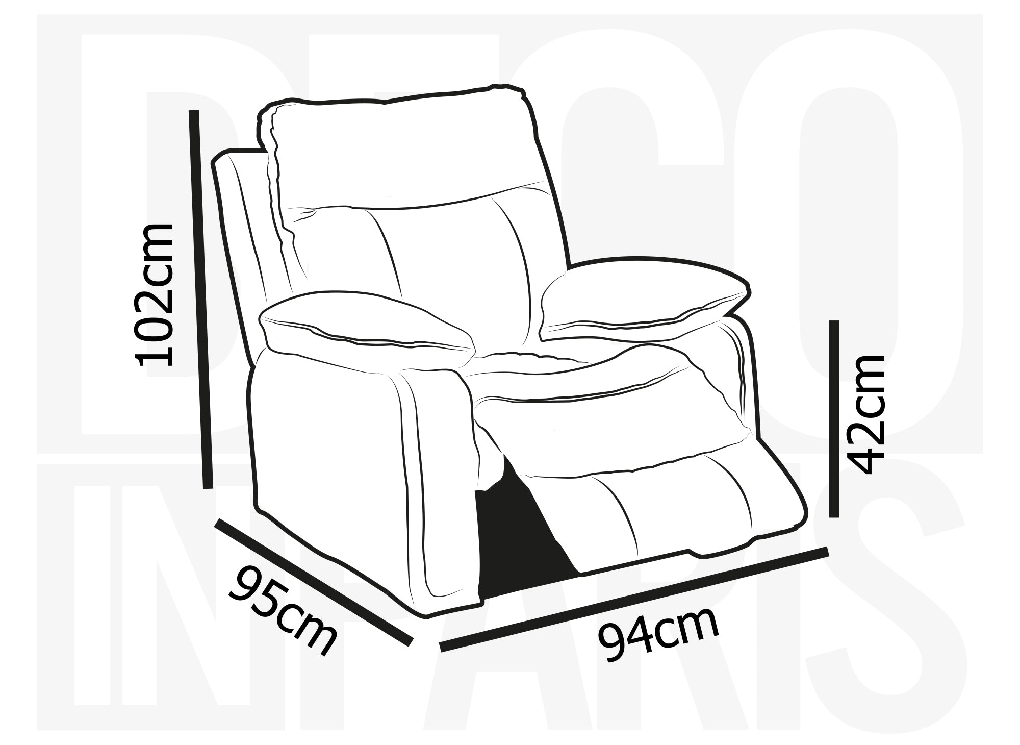 Sillón reclinable eléctrico ELISE en piel sintética gris oscuro