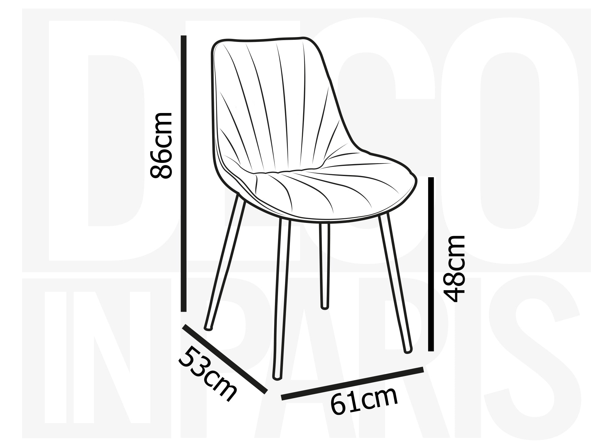 Conjunto de 4 sillas de diseño ELOVA en terciopelo gris