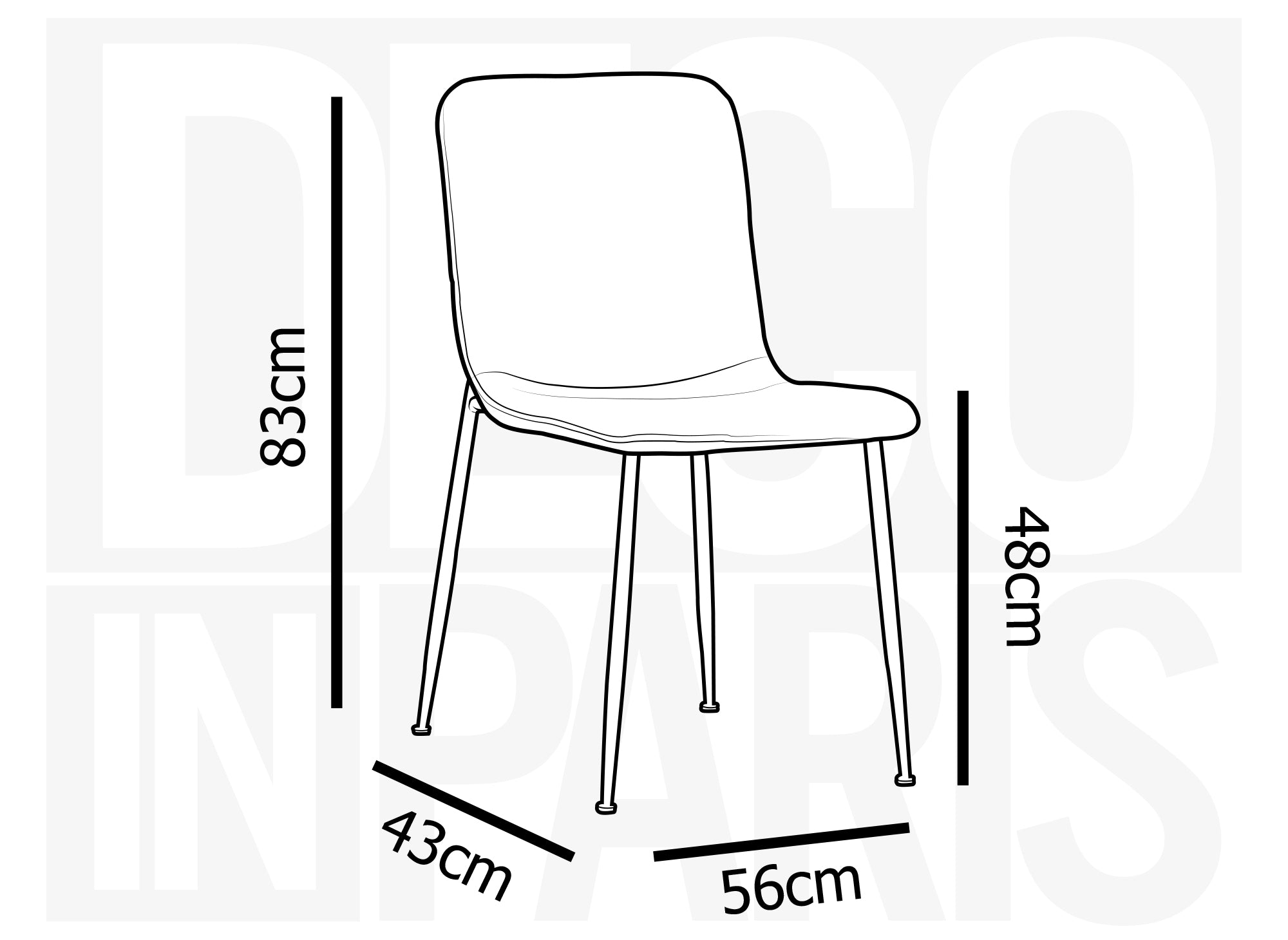 Juego de 4 sillas de tela azul CHERYL