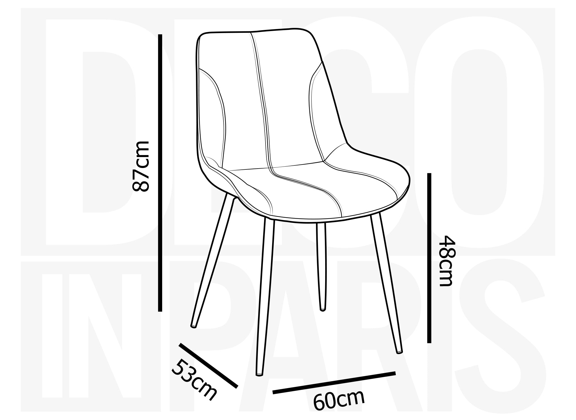 Juego de 4 sillas THARA de terciopelo gris